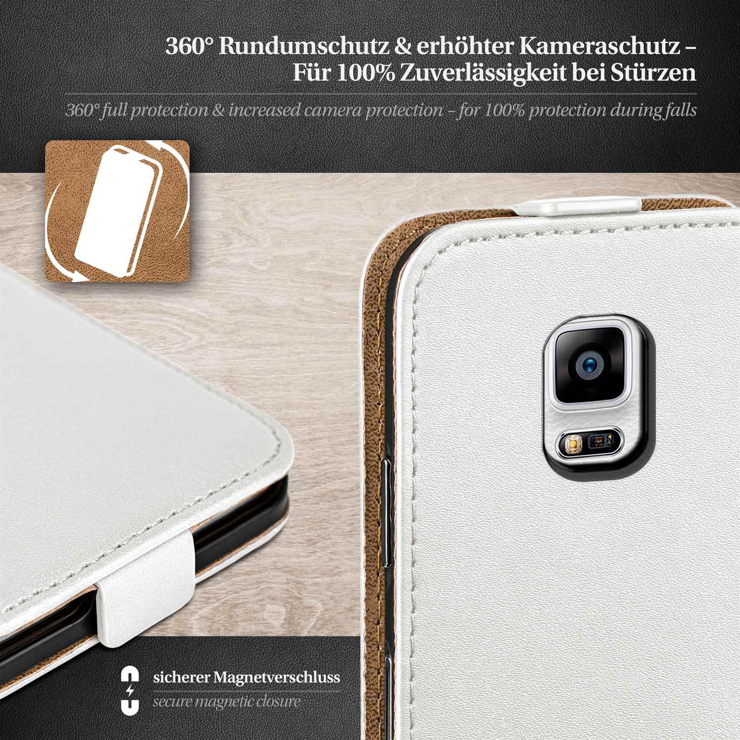MOEX Flip Case, Cover, Pearl-White Galaxy 4, Note Samsung, Flip