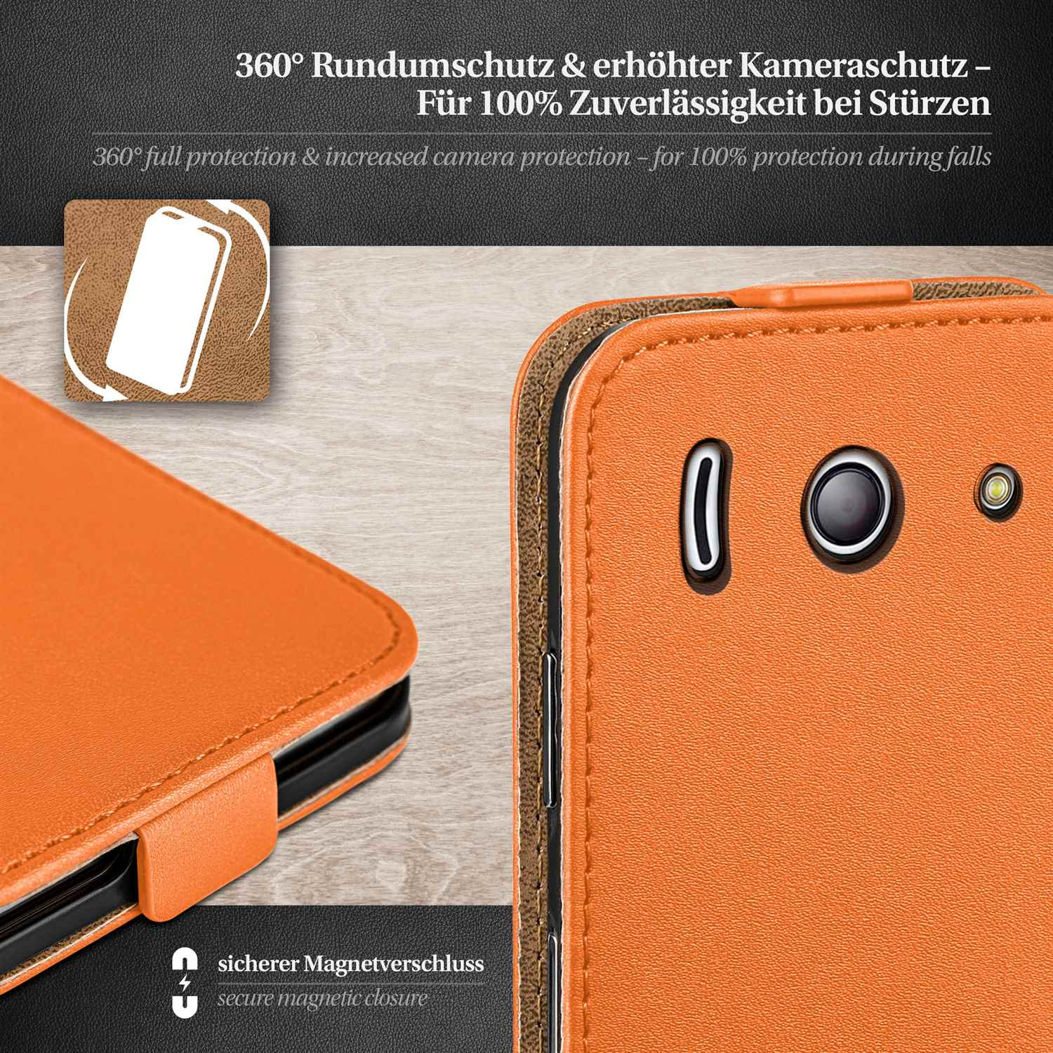 MOEX Flip Case, Flip Cover, Huawei, Y300, Ascend Canyon-Orange