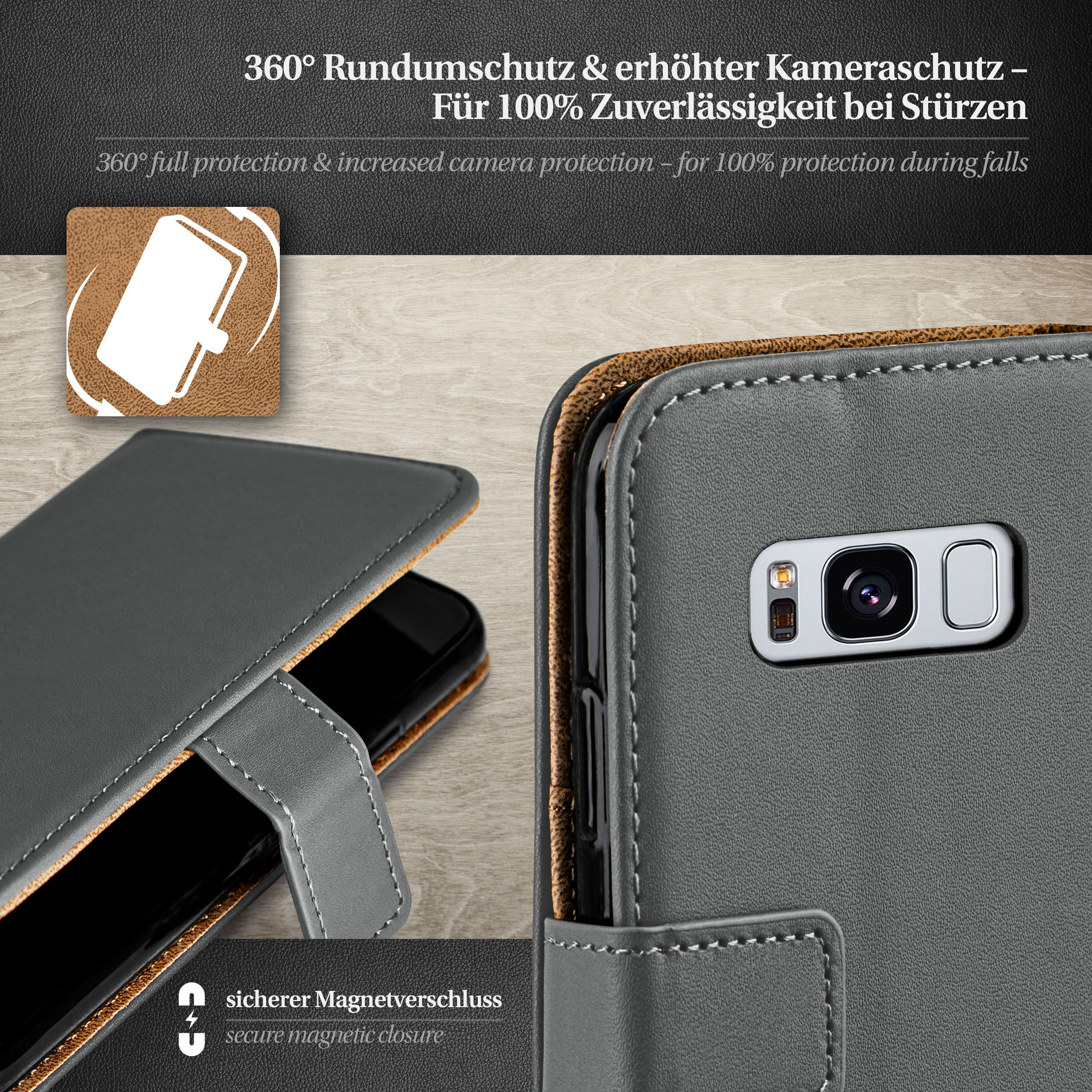 Book Samsung, Bookcover, MOEX S8, Anthracite-Gray Galaxy Case,