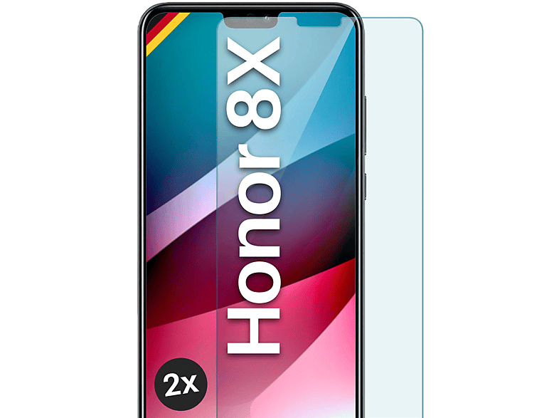 8X) Panzerglas Honor Huawei 2x klar Schutzfolie, - Schutzglas(für MOEX