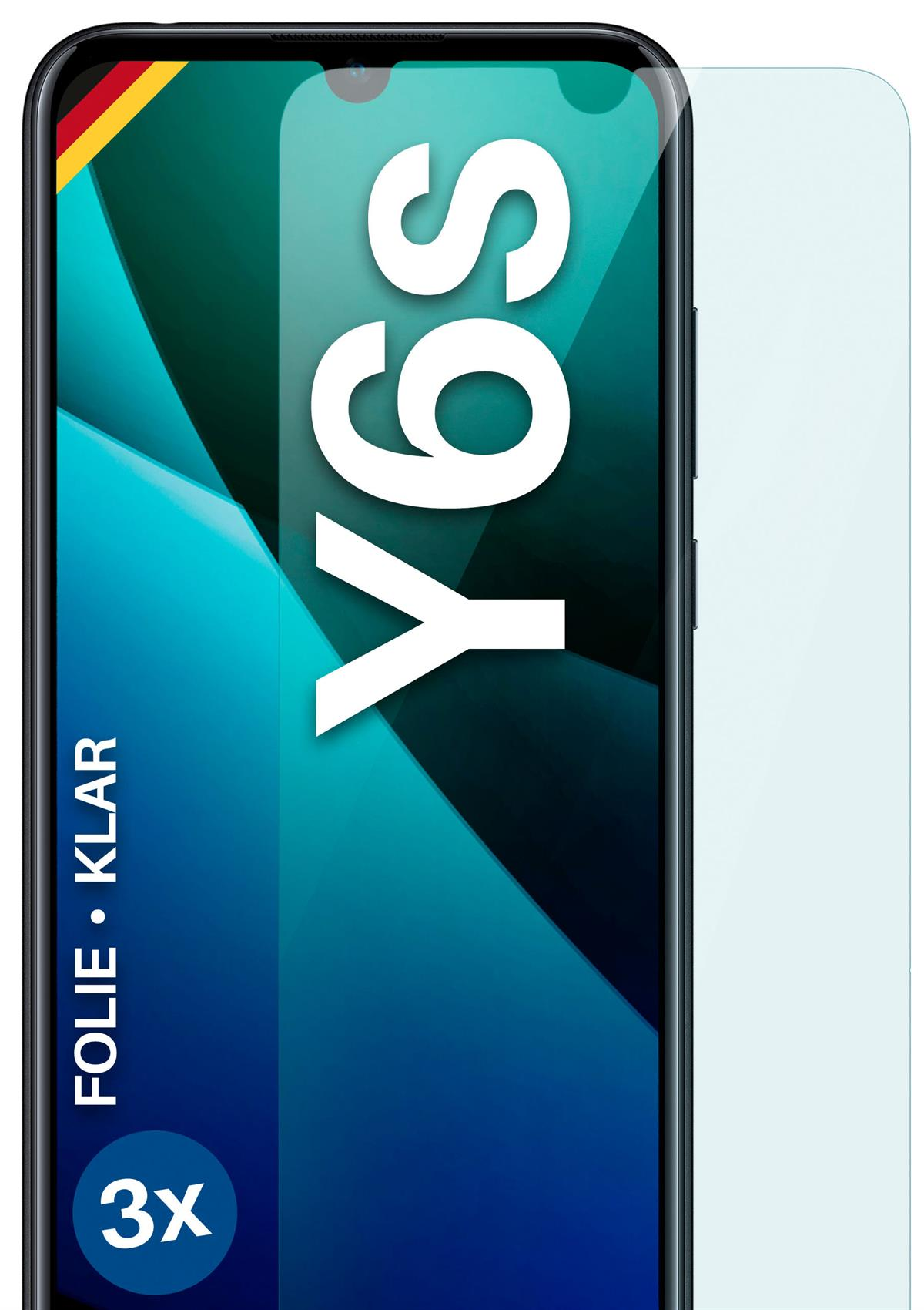 MOEX 3x Schutzfolie, klar Displayschutz(für Huawei Y6s)
