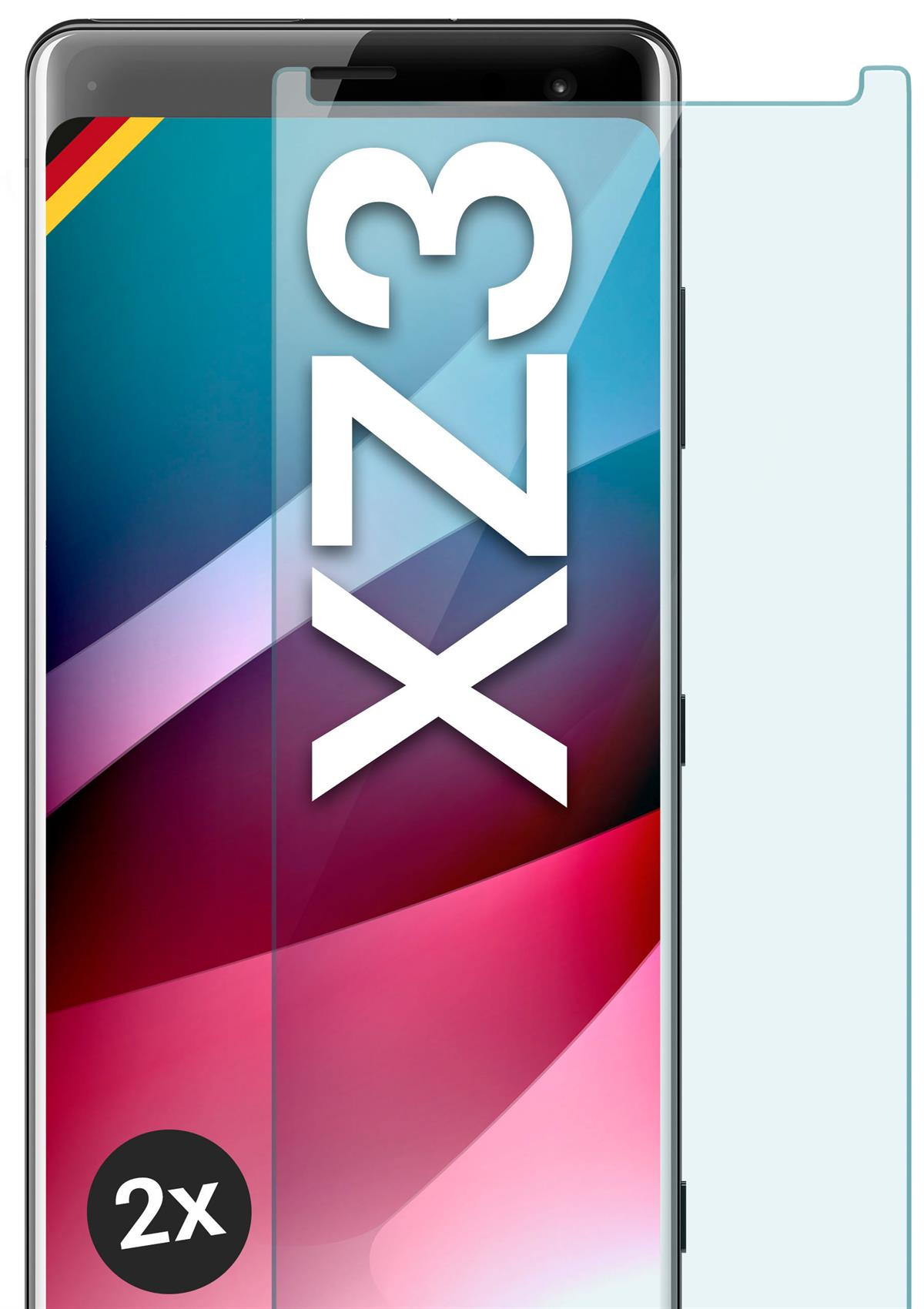 MOEX 2x Panzerglas - Schutzfolie, XZ3) Schutzglas(für Xperia klar Sony