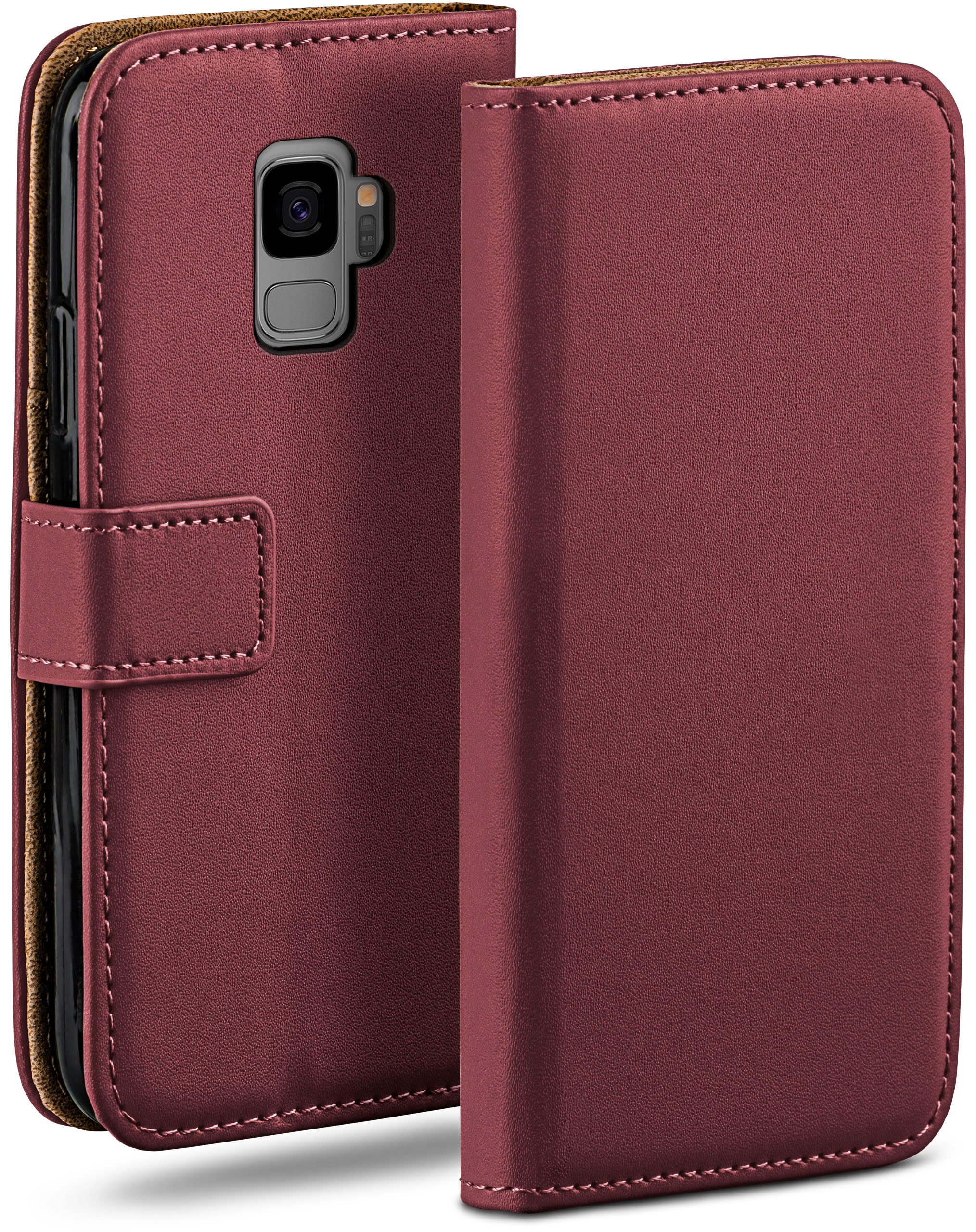 Case, Maroon-Red Book Bookcover, Samsung, Galaxy S9, MOEX