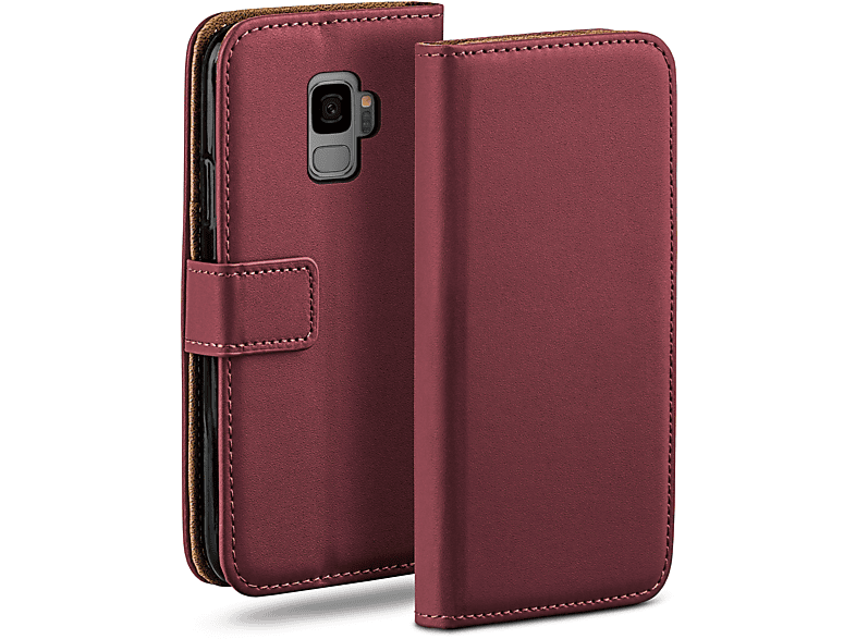 Case, Maroon-Red Book Bookcover, Samsung, Galaxy S9, MOEX