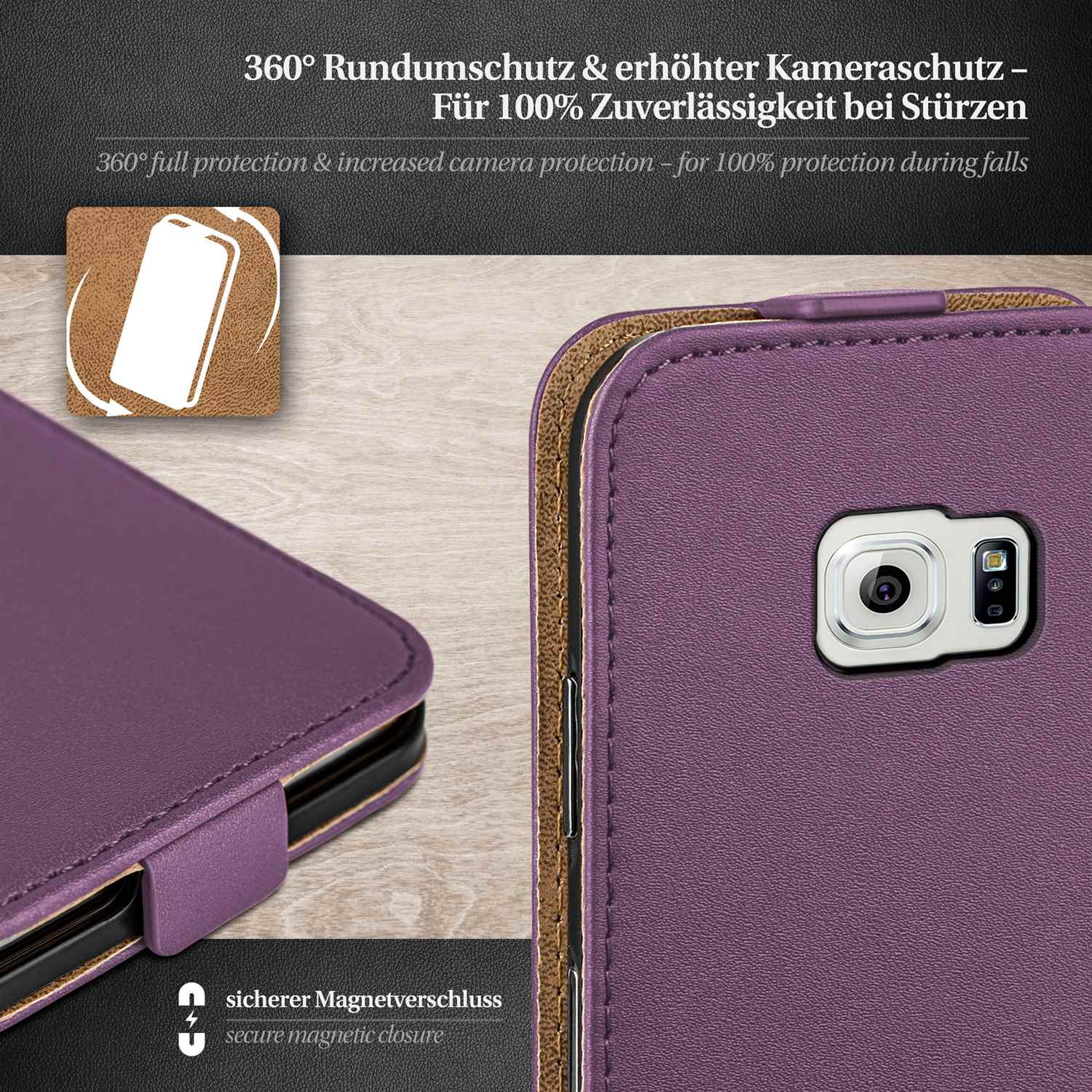 MOEX Flip Case, Flip Cover, S6, Galaxy Samsung, Indigo-Violet