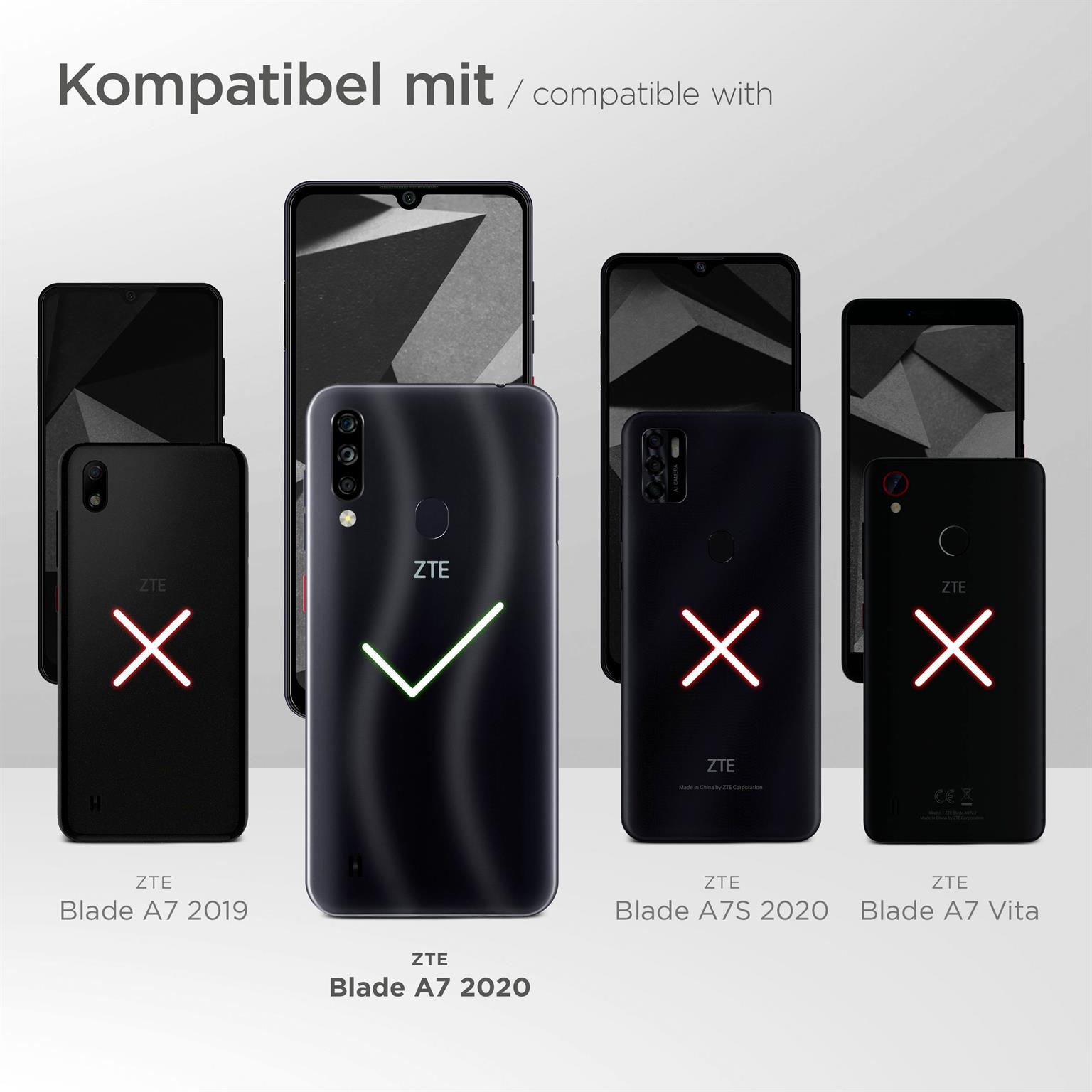 Flip ZTE, Cover, Flip Deep-Black Blade A7 Case, 2020, MOEX