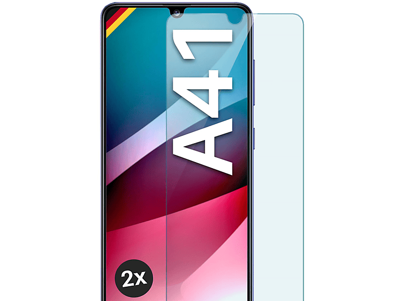 MOEX 2x Panzerglas - Schutzglas(für A41) Schutzfolie, Samsung klar Galaxy