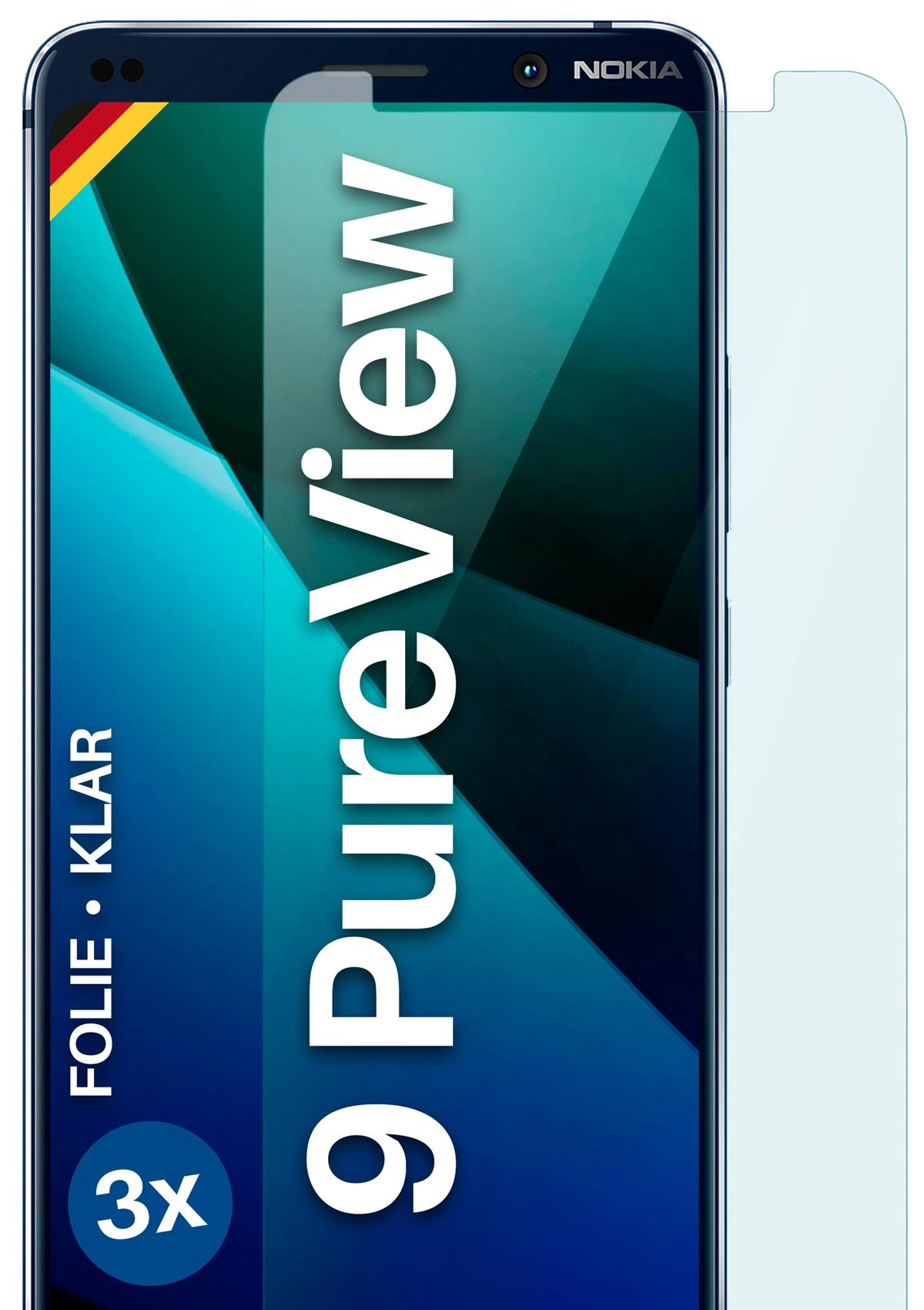 PureView) 9 3x klar MOEX Schutzfolie, Displayschutz(für Nokia