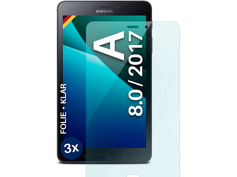 2017) A 8.0 klar Schutzfolie, MOEX 3x Samsung Tab Displayschutz(für Galaxy