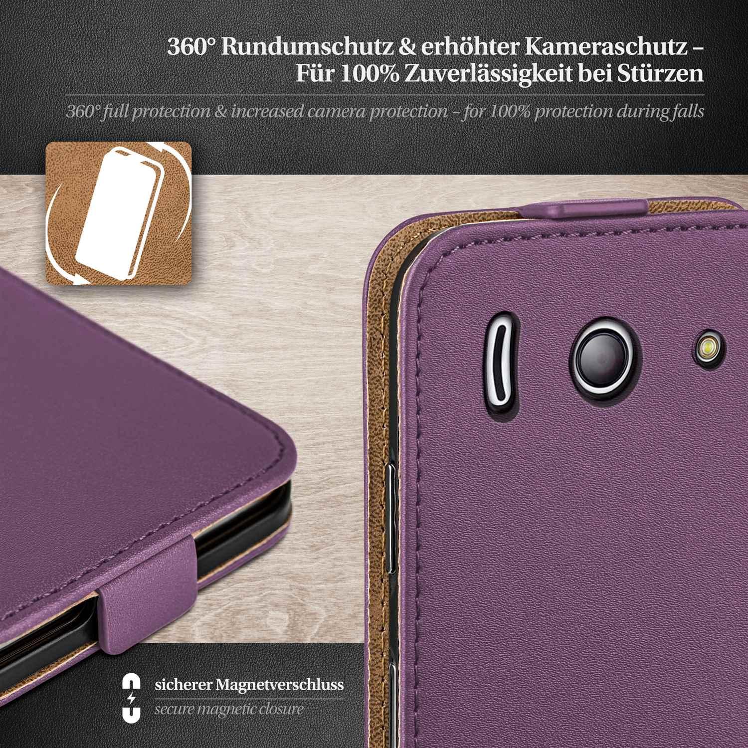 MOEX Flip Case, Flip Cover, Ascend Huawei, Indigo-Violet Y300