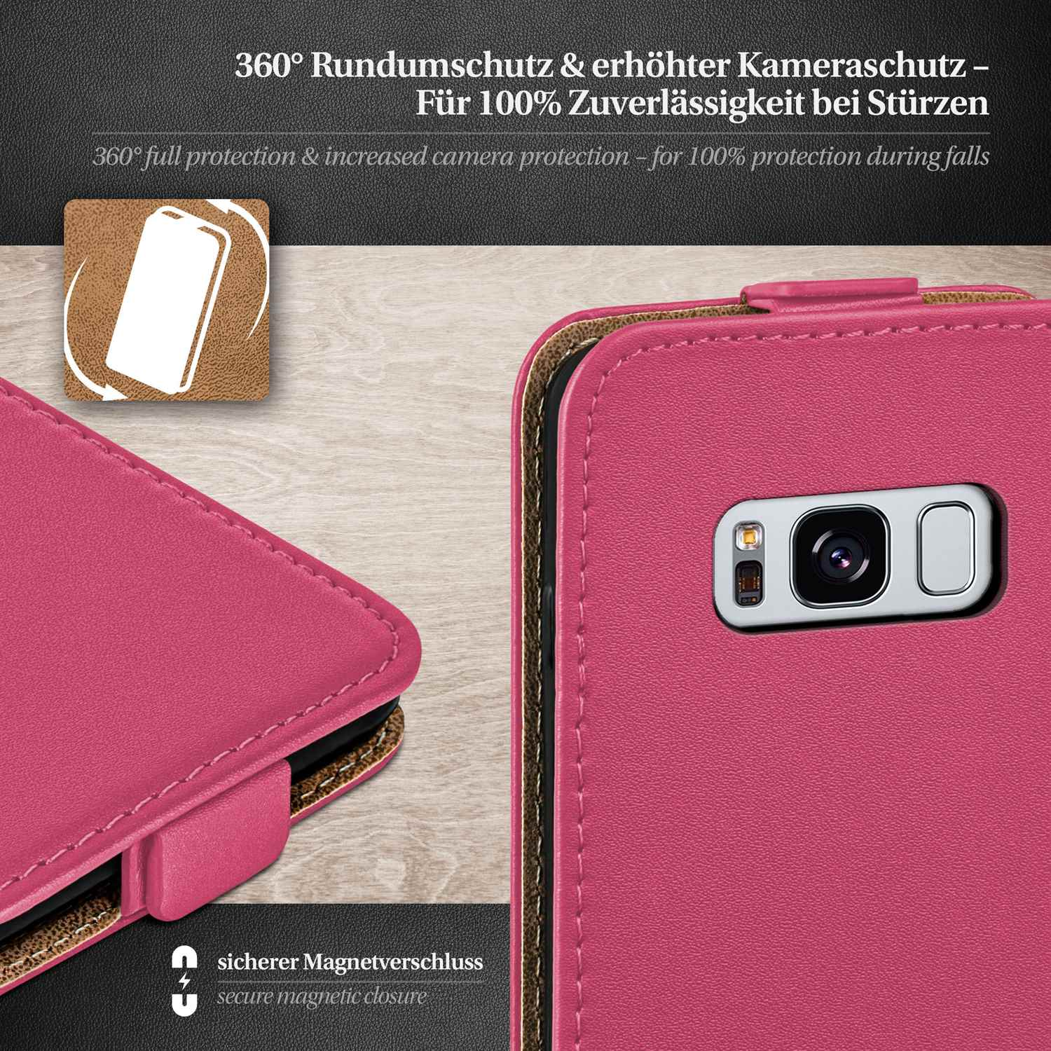 Samsung, Galaxy Berry-Fuchsia Flip Flip Cover, MOEX Case, S8,