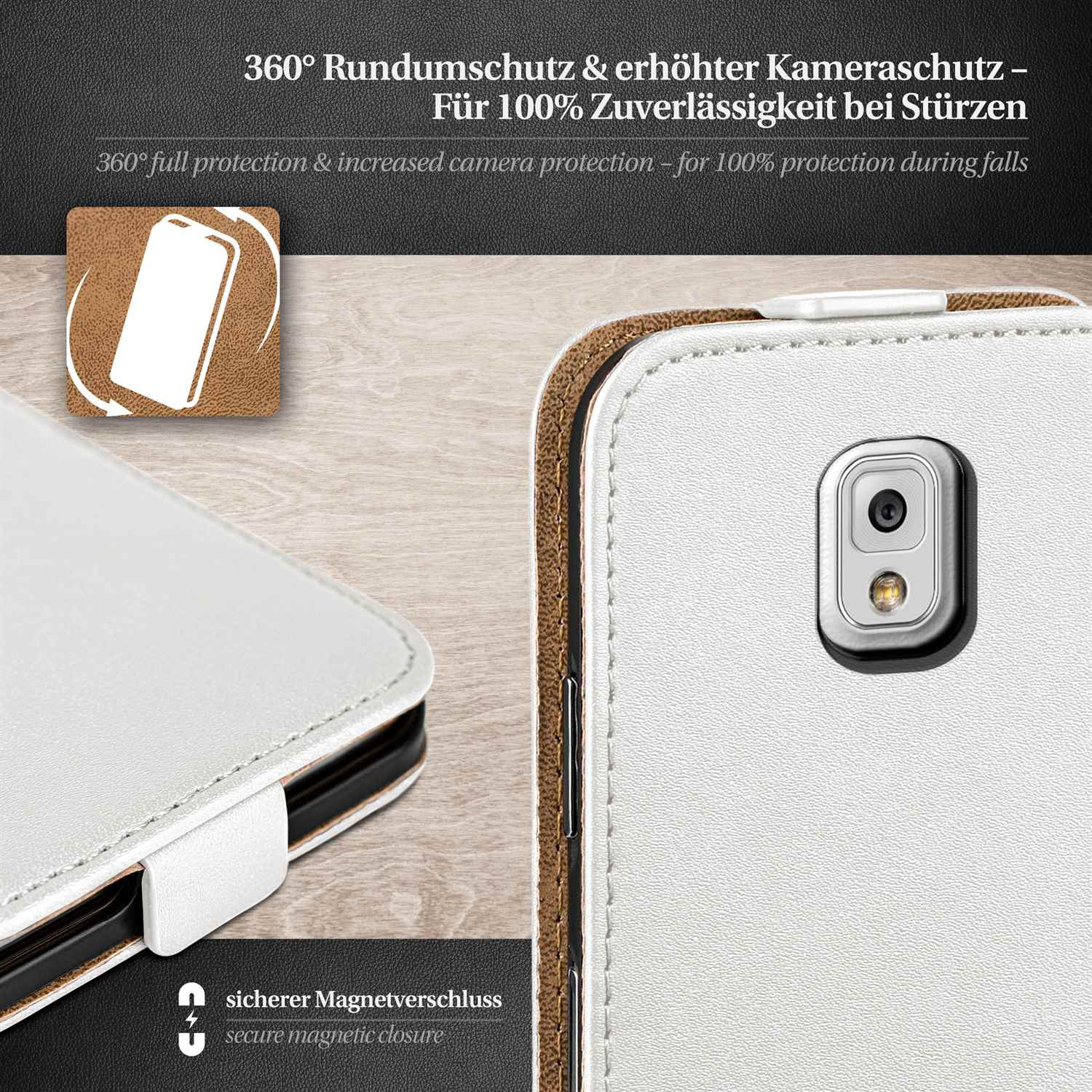 MOEX Flip Case, Flip Cover, Galaxy 3, Samsung, Pearl-White Note