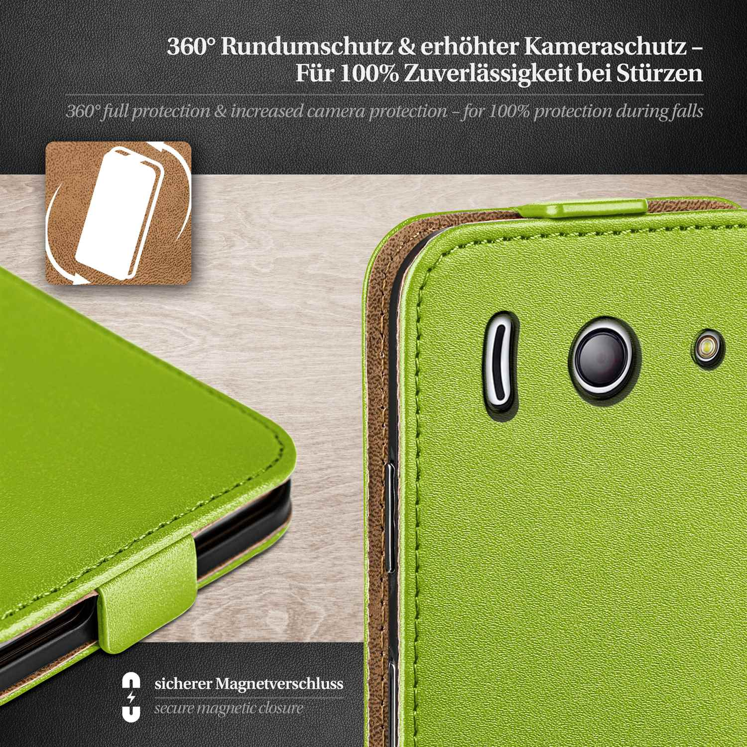 Cover, Ascend MOEX Flip Lime-Green Flip Huawei, Y300, Case,