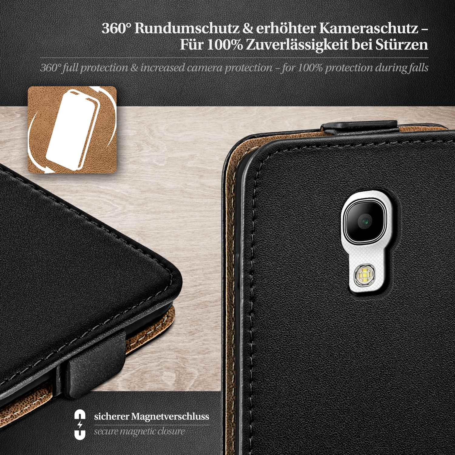 MOEX Flip S4, Flip Samsung, Deep-Black Galaxy Case, Cover