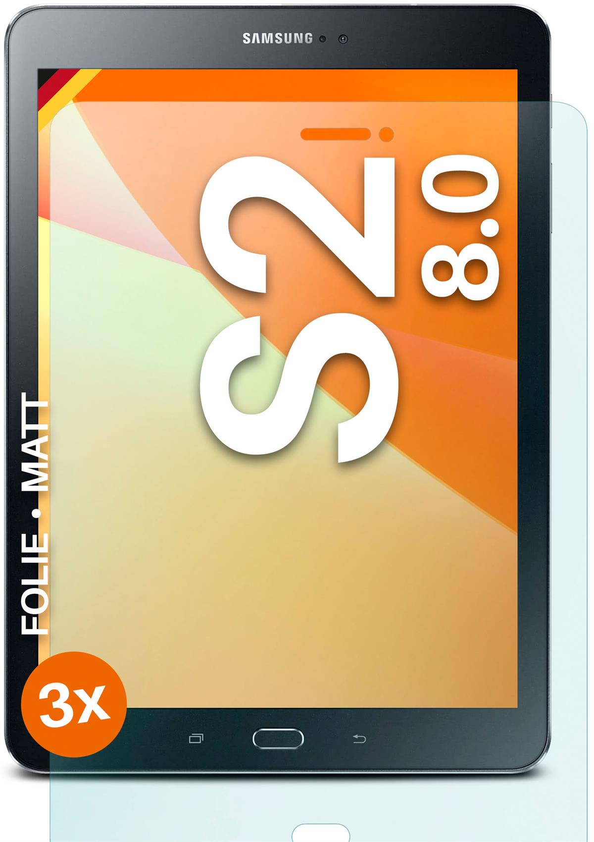 MOEX 3x Schutzfolie, matt Tab Displayschutz(für Samsung 8.0) S2 Galaxy
