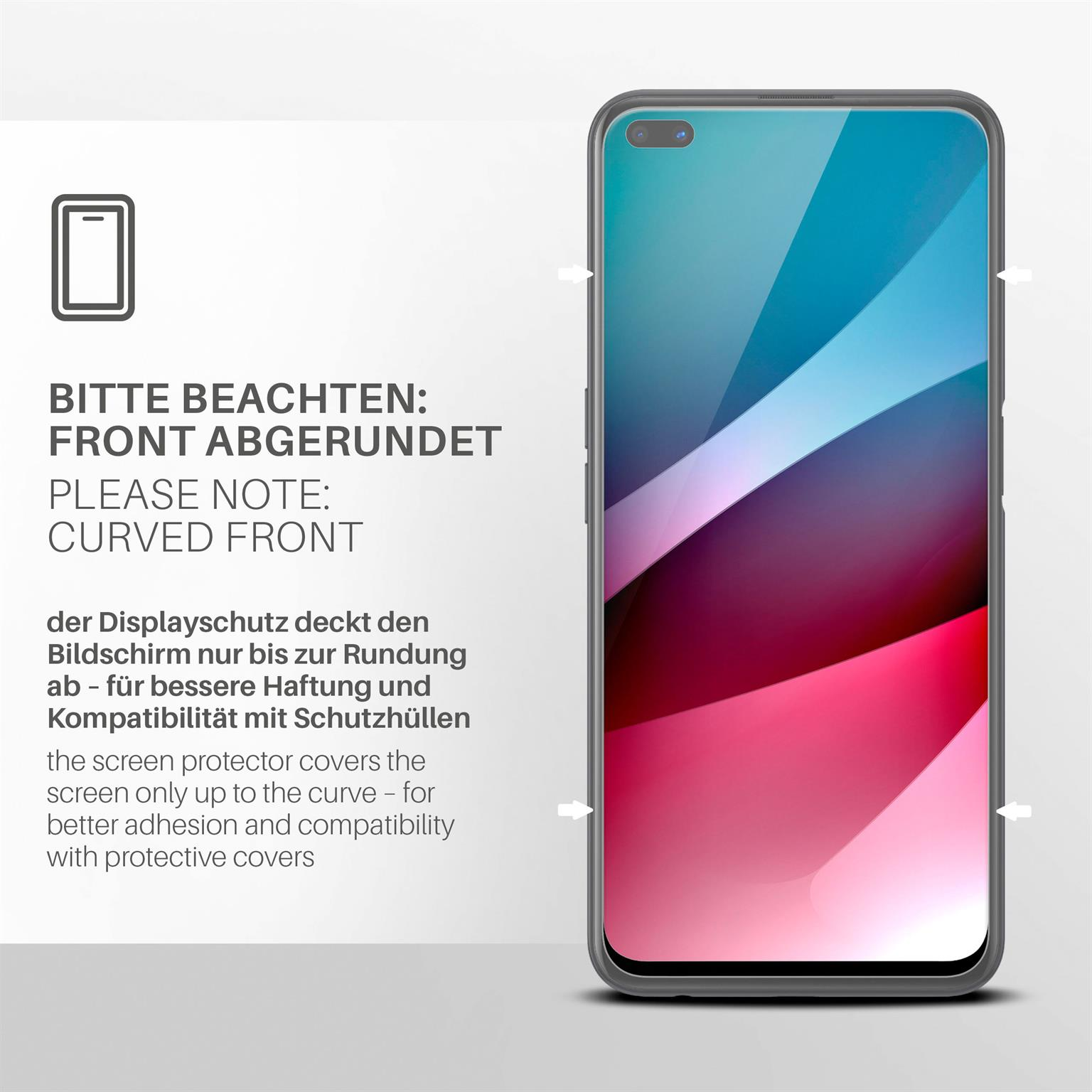 2x Schutzfolie, klar Panzerglas Reno4 Schutzglas(für Z Oppo - MOEX 5G)