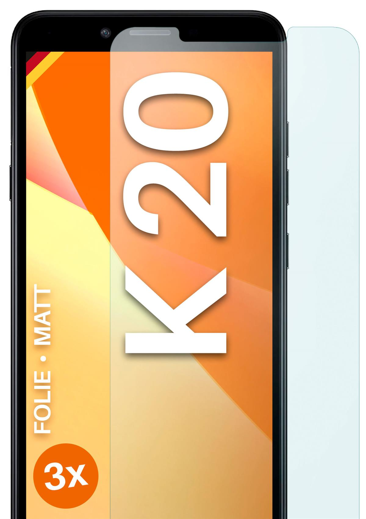 LG K20) Schutzfolie, MOEX Displayschutz(für matt 3x