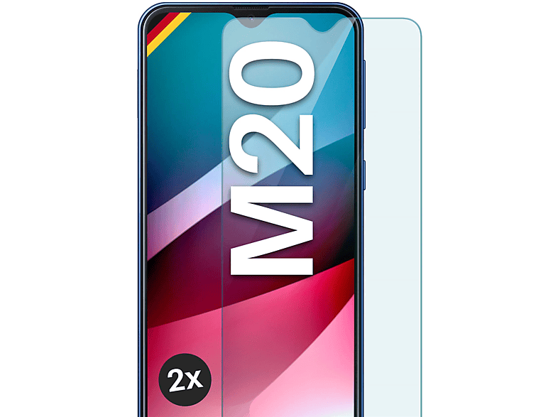 MOEX 2x Panzerglas - Schutzfolie, klar Schutzglas(für Samsung Galaxy M20)