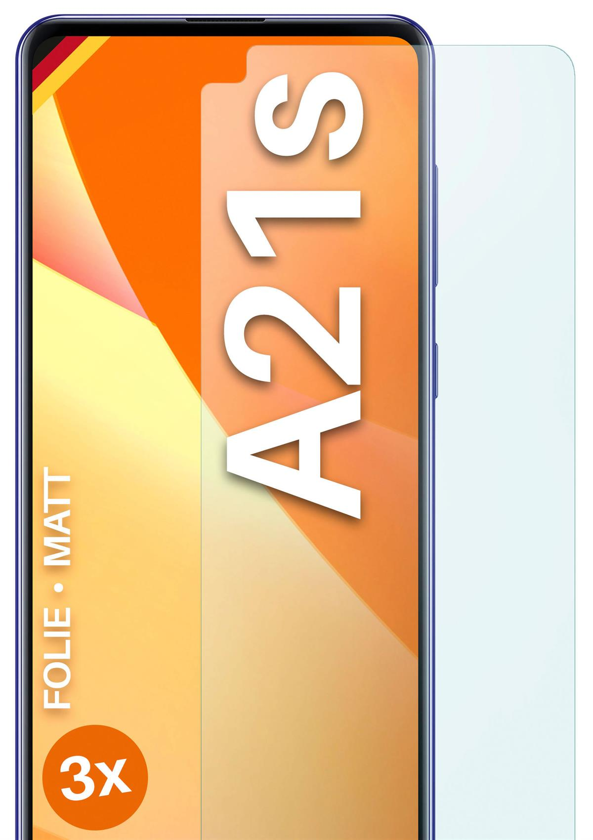 MOEX 3x Schutzfolie, matt Displayschutz(für Samsung Galaxy A21s)