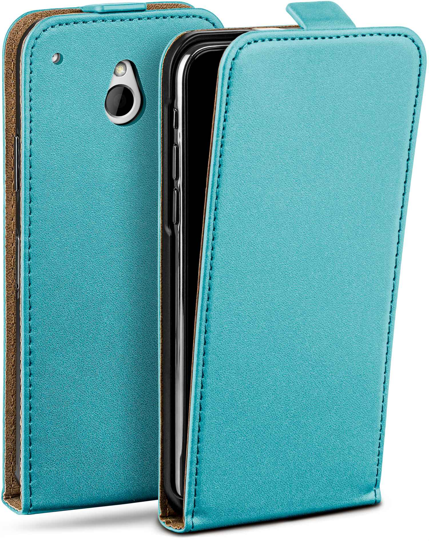 MOEX HTC, Case, Cover, Flip Flip Aqua-Cyan One Mini,