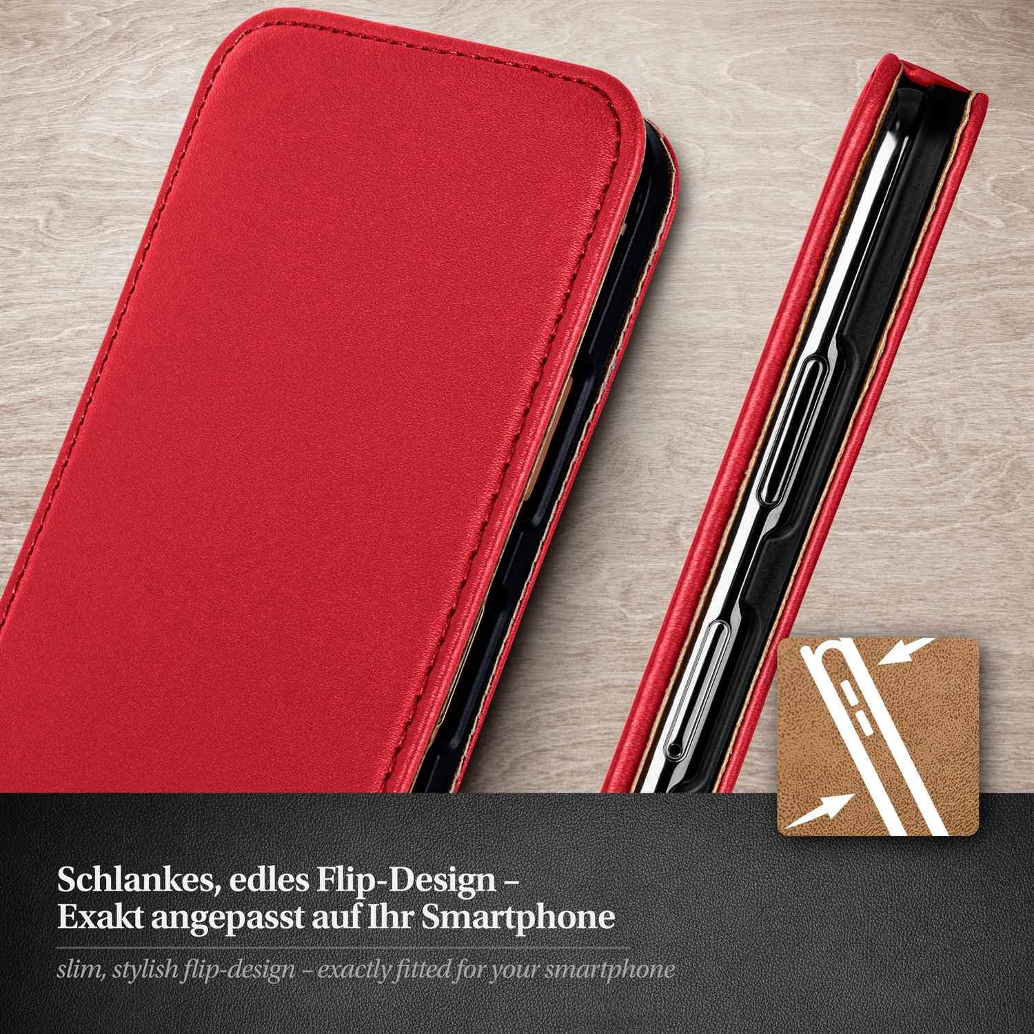 MOEX Flip Case, One Cover, Mini, HTC, Flip Blazing-Red