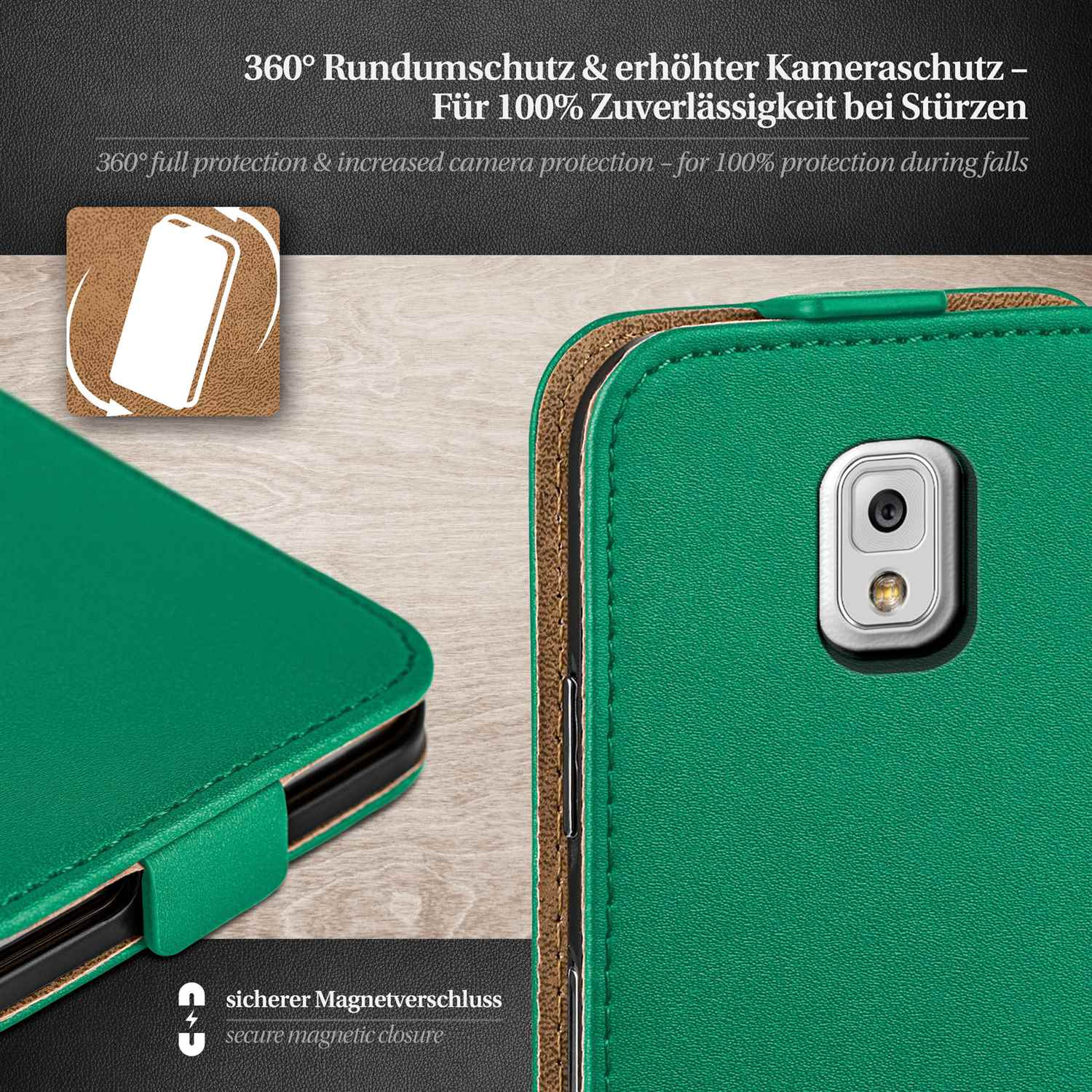 MOEX Flip Case, Flip Galaxy 3, Emerald-Green Note Samsung, Cover