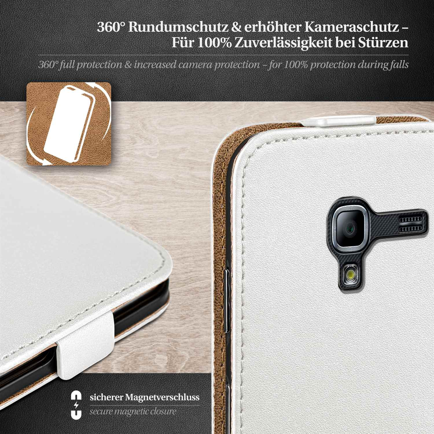 MOEX Flip Case, Flip Cover, Ace 2, Samsung, Galaxy Pearl-White
