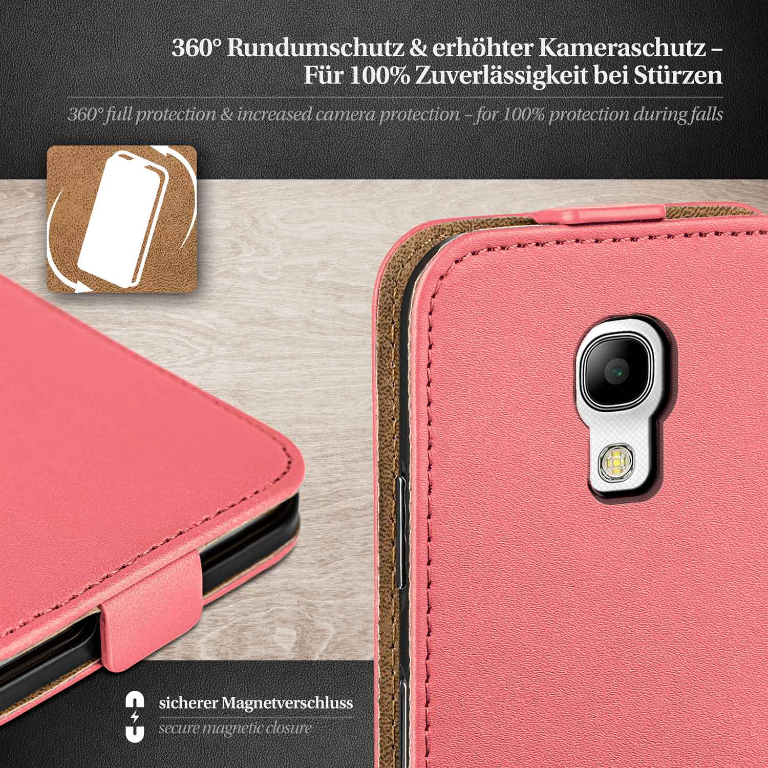 Galaxy Coral-Rose S4, Case, Flip Samsung, Cover, MOEX Flip
