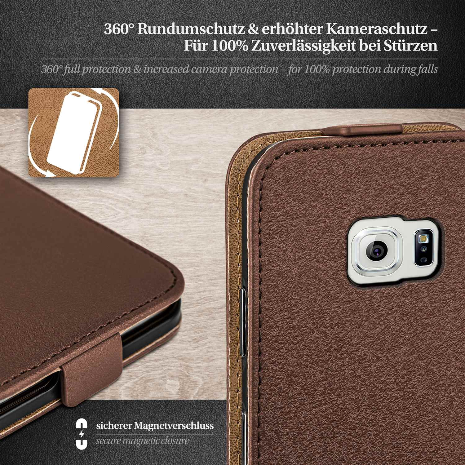 Flip Cover, Samsung, Galaxy MOEX Case, S6, Flip Oxide-Brown