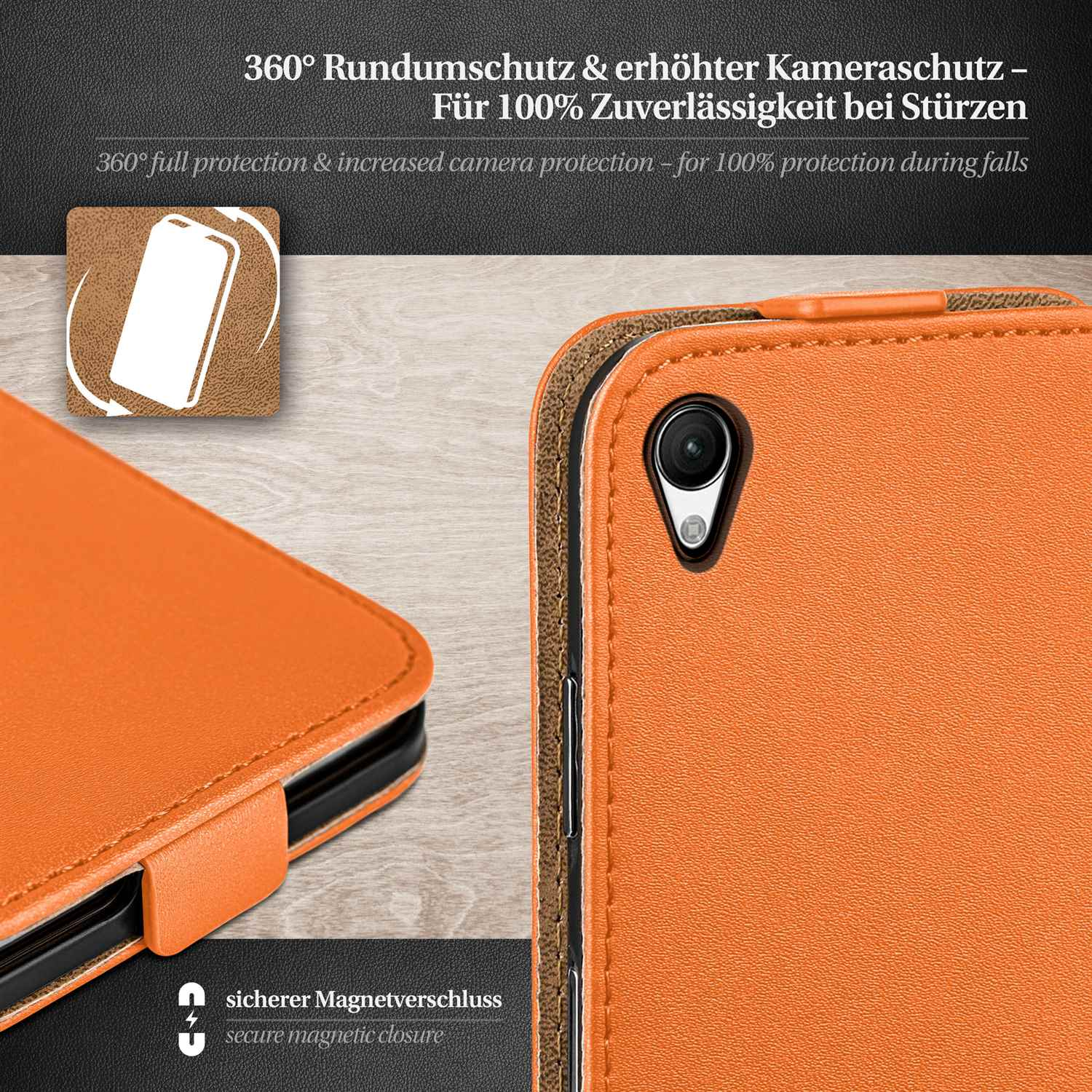 Canyon-Orange Flip Case, Cover, MOEX Z1, Flip Sony, Xperia