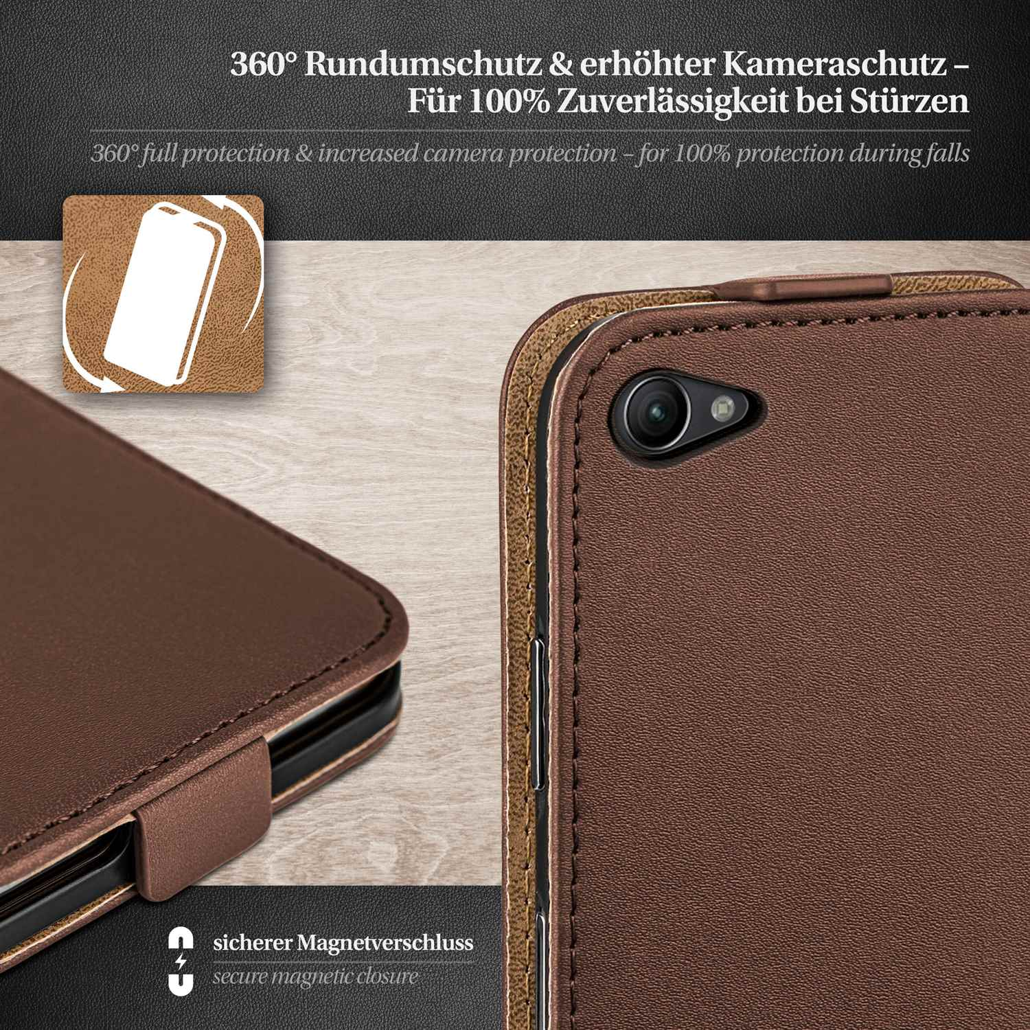 Flip Flip Case, Oxide-Brown Cover, Z1 Xperia MOEX Sony, Compact,