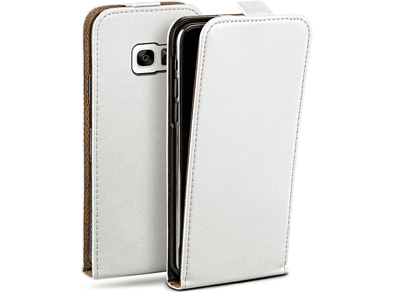 Cover, Samsung, Galaxy Pearl-White MOEX Case, Flip Flip S7,