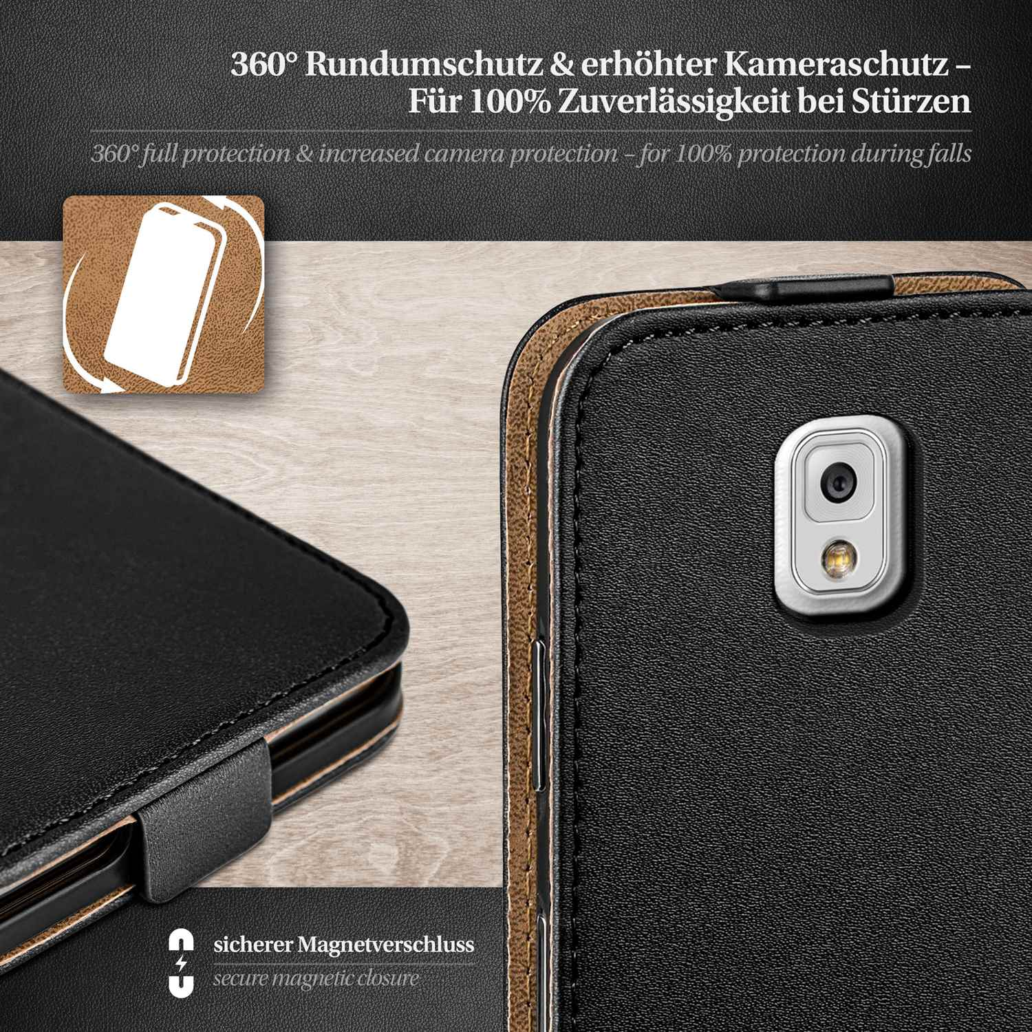 MOEX Flip Case, Flip 3, Note Deep-Black Cover, Samsung, Galaxy