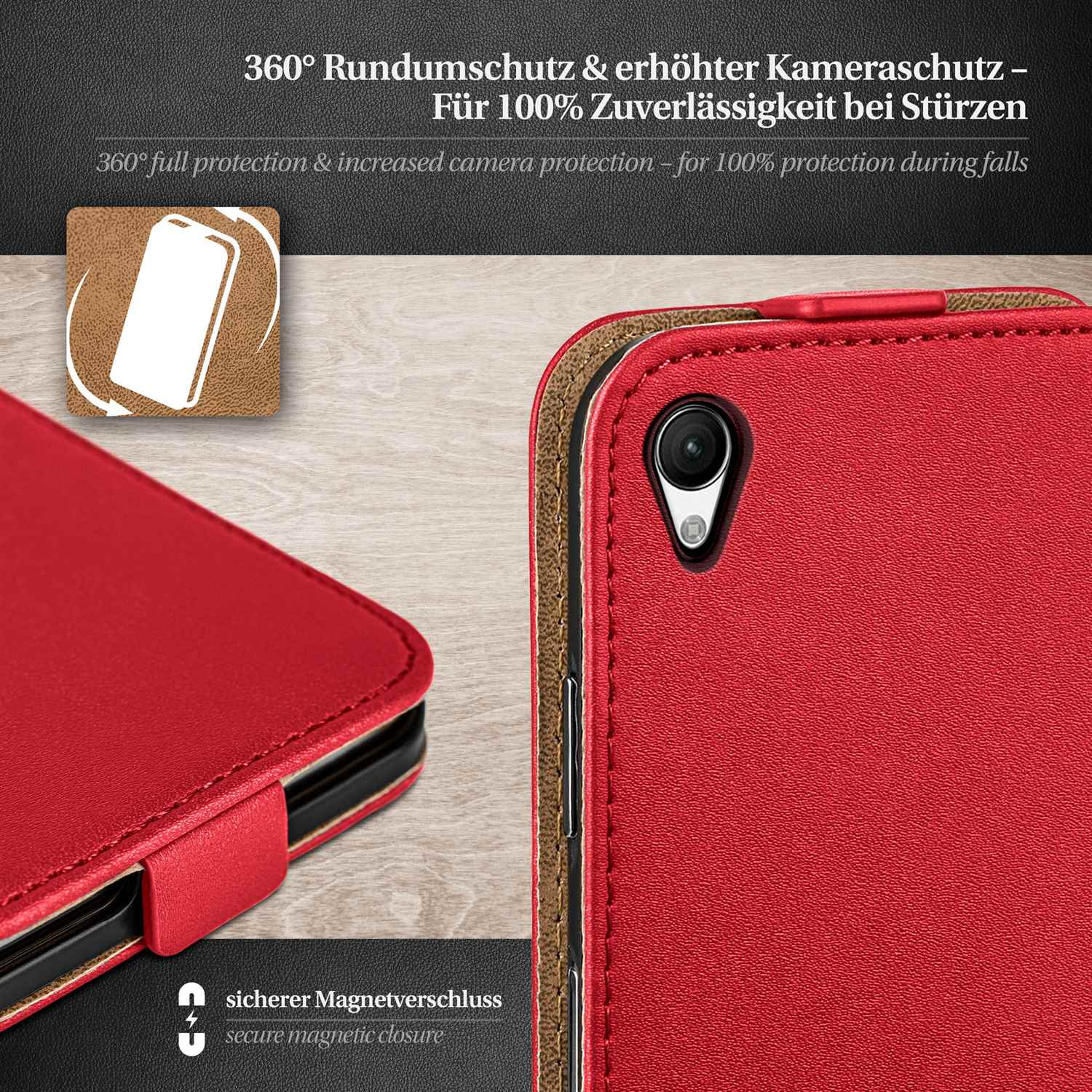 Sony, Xperia Flip Flip Cover, Z1, Blazing-Red MOEX Case,