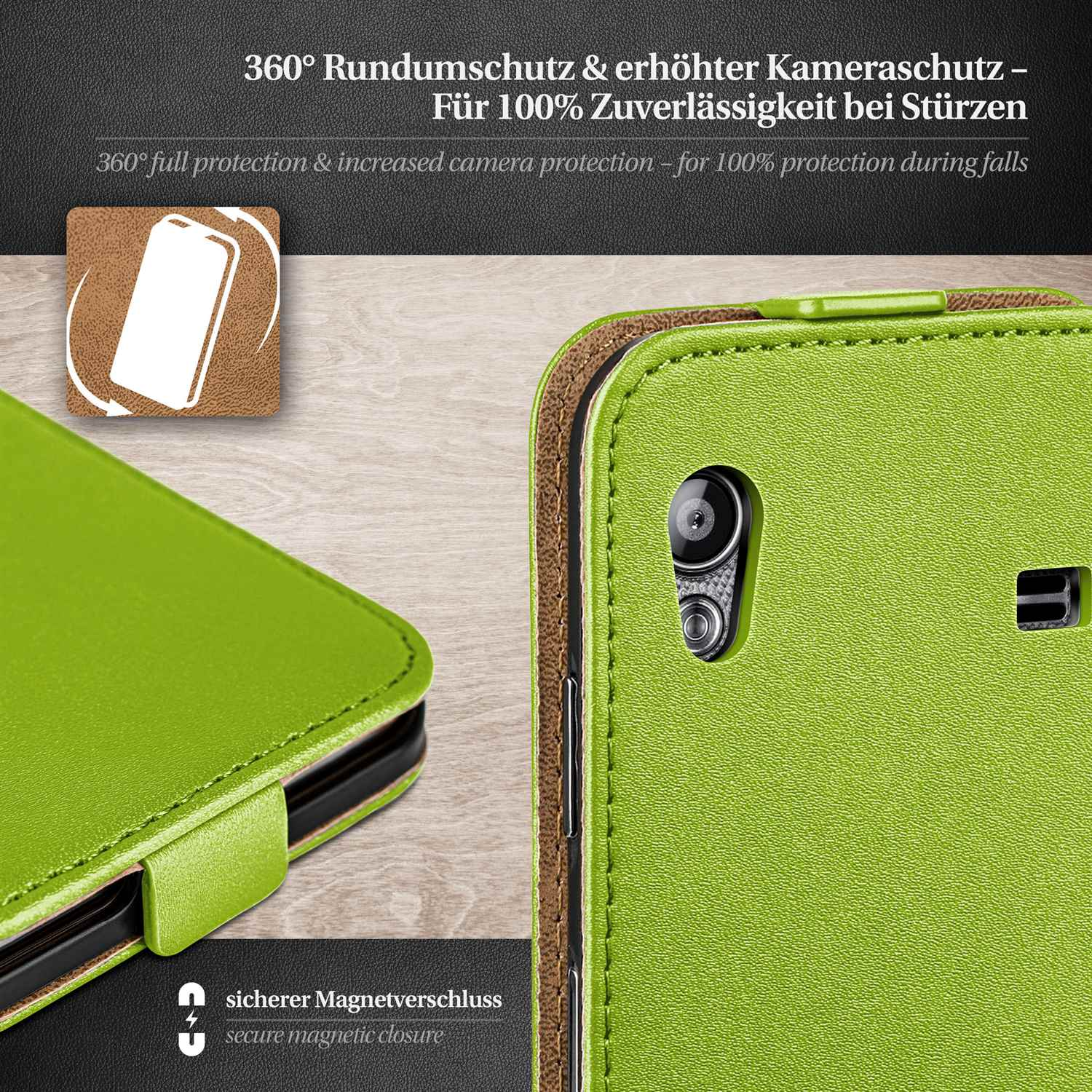 Flip Samsung, Case, MOEX Flip Cover, Ace, Lime-Green Galaxy