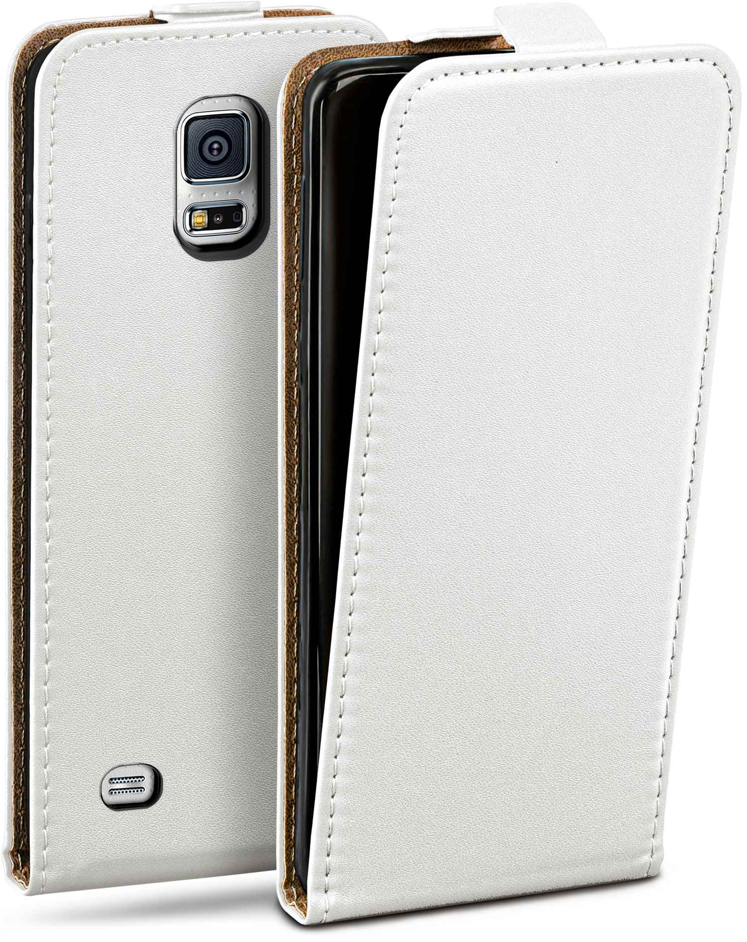 MOEX Flip Mini, S5 Pearl-White Cover, Flip Case, Galaxy Samsung,