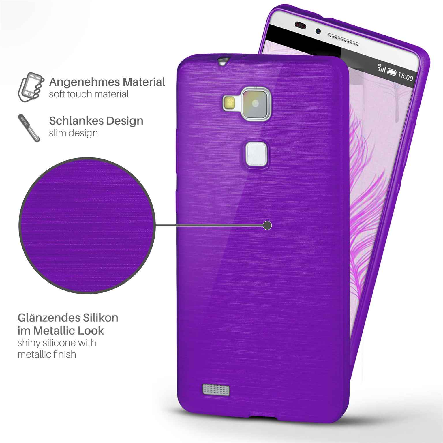 MOEX Brushed Huawei, Purpure-Purple Backcover, Case, Ascend 7, Mate