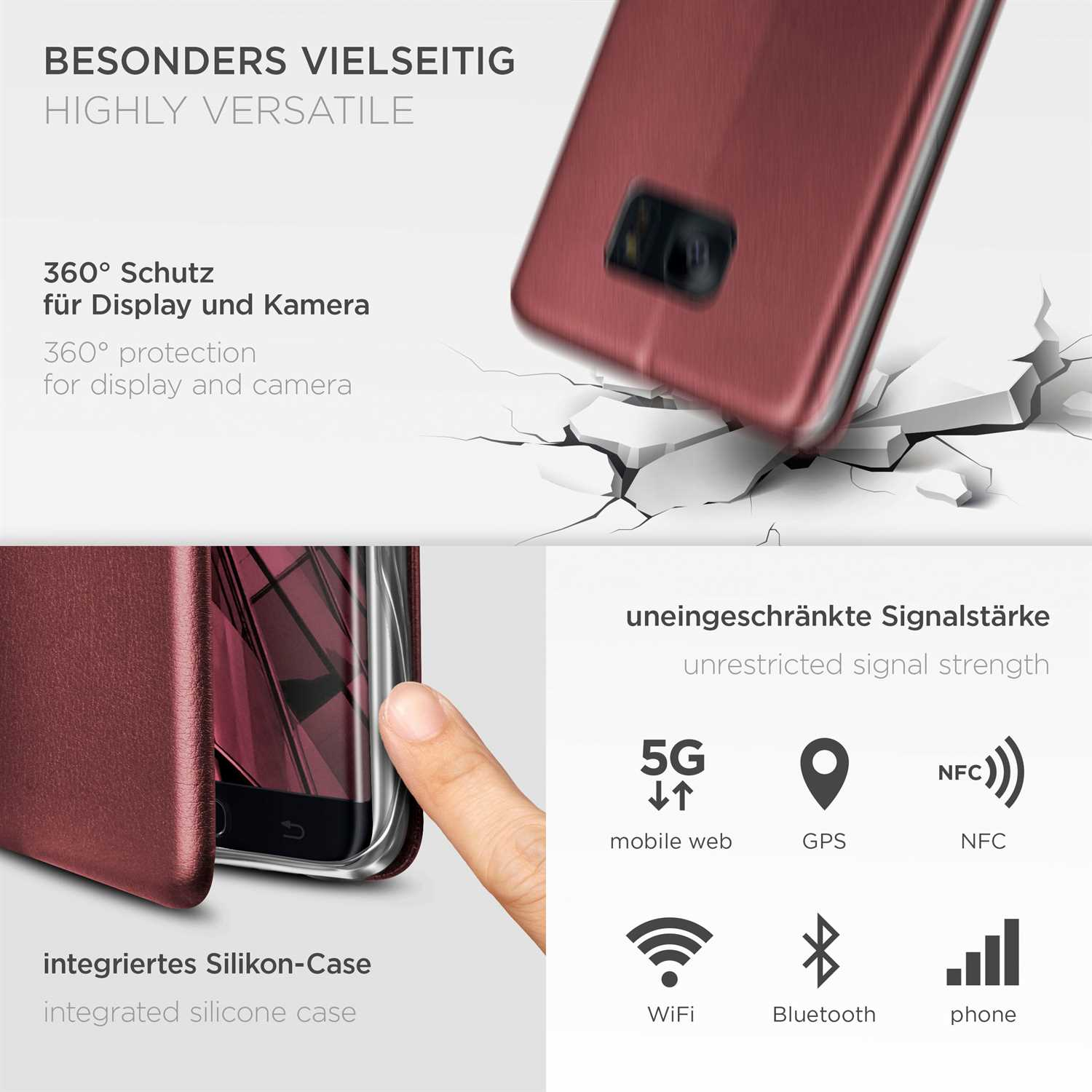 ONEFLOW Business Case, Flip Samsung, Galaxy S7 Burgund - Edge, Cover, Red