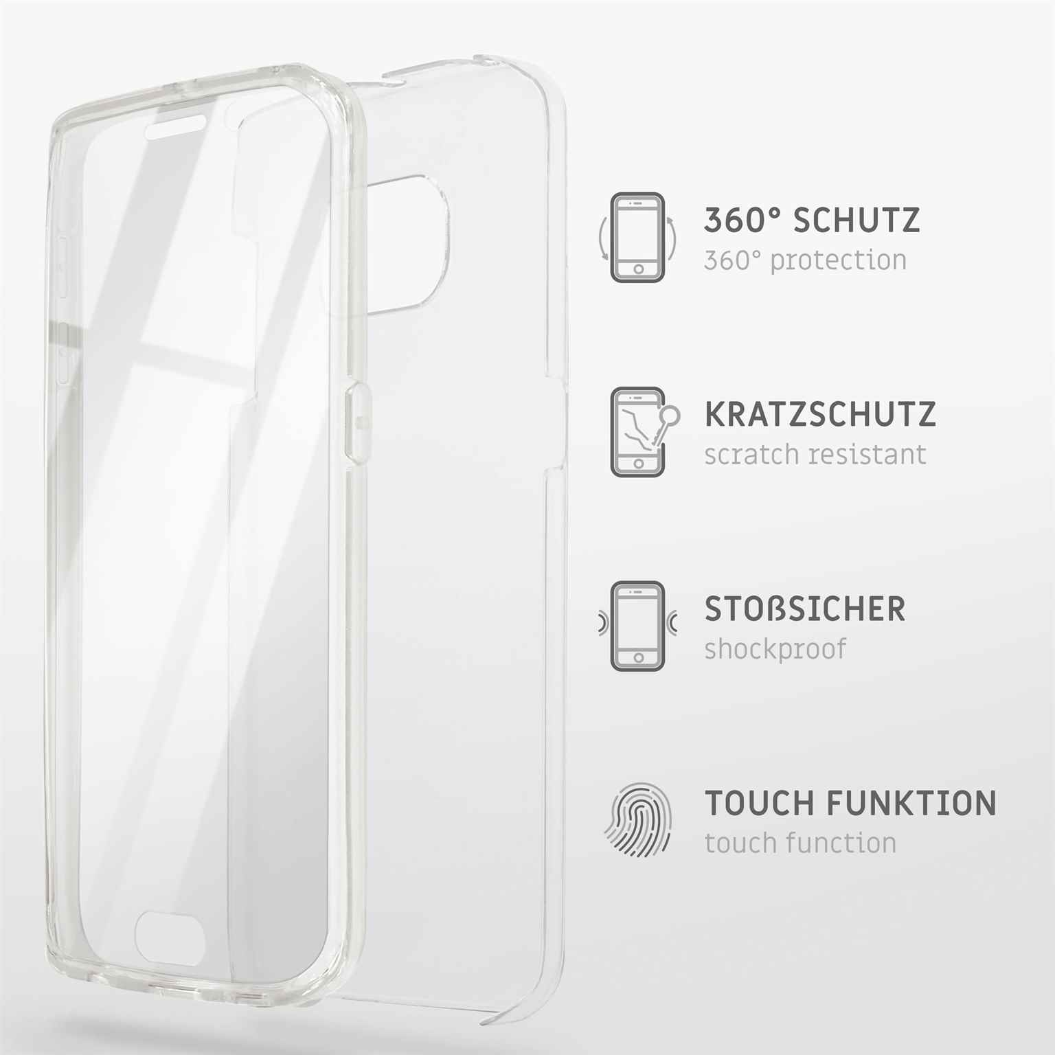 Transparente Handyhüllen-Komponenten: 360° Schutz, Kratzfestigkeit, stoßfest und Touch-Funktion.