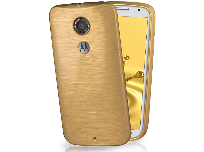 Backcover, Moto Motorola, MOEX X2, Case, Brushed Ivory-Gold