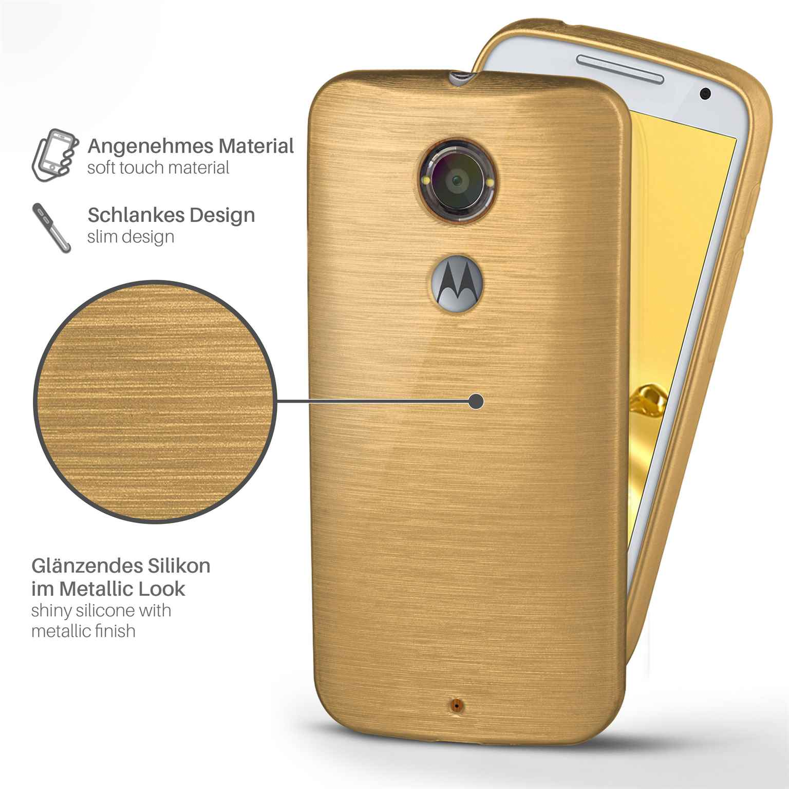 Brushed MOEX Motorola, Case, Backcover, X2, Ivory-Gold Moto