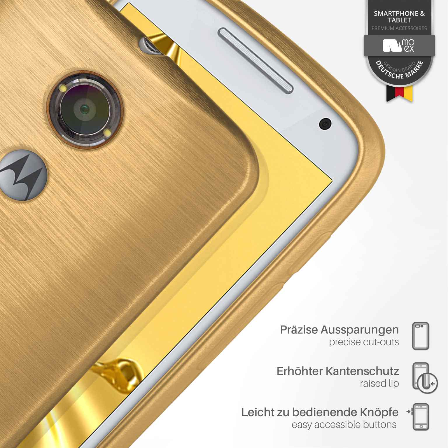 MOEX Brushed Case, Moto X2, Backcover, Motorola, Ivory-Gold