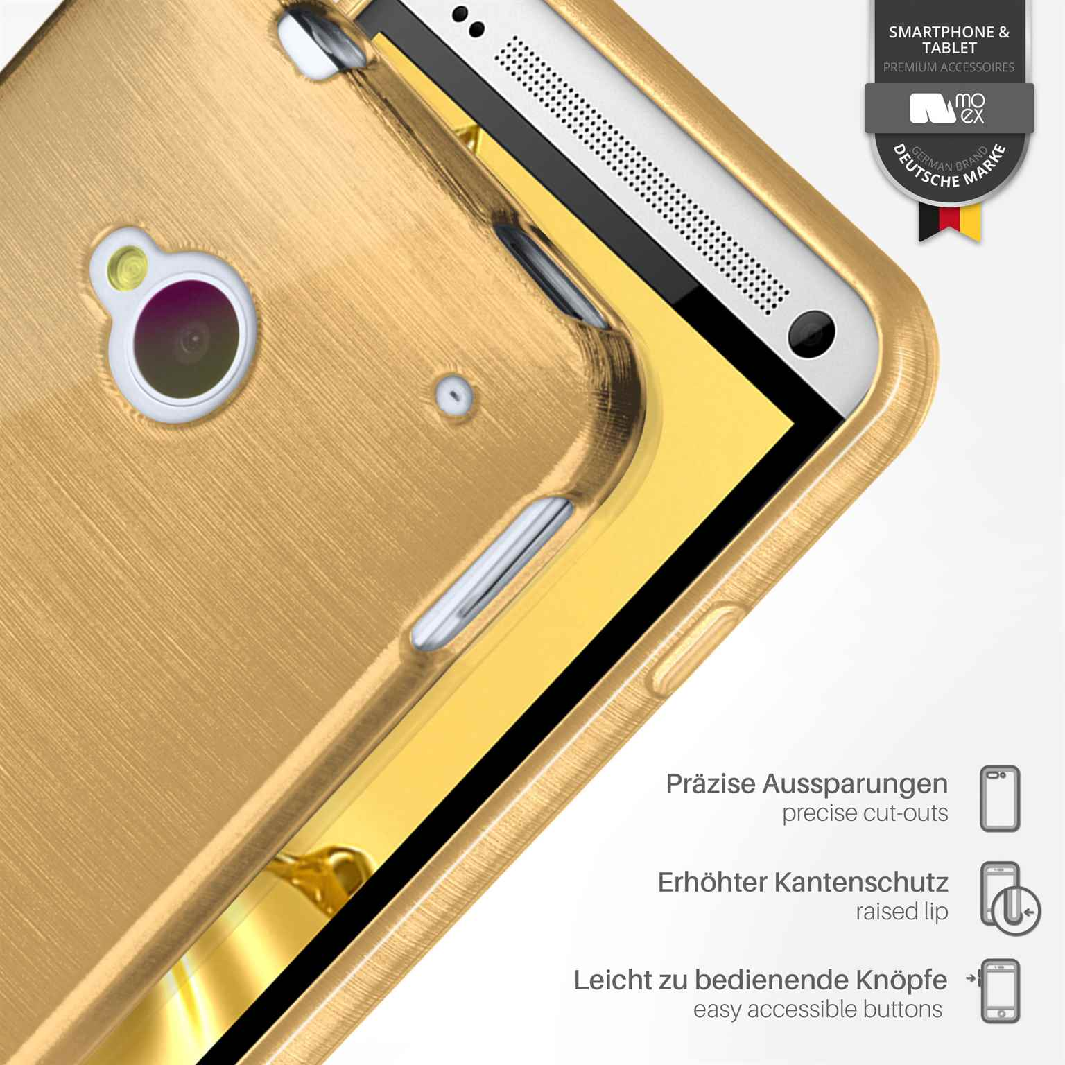 MOEX Brushed Case, Backcover, HTC, M7, Ivory-Gold One