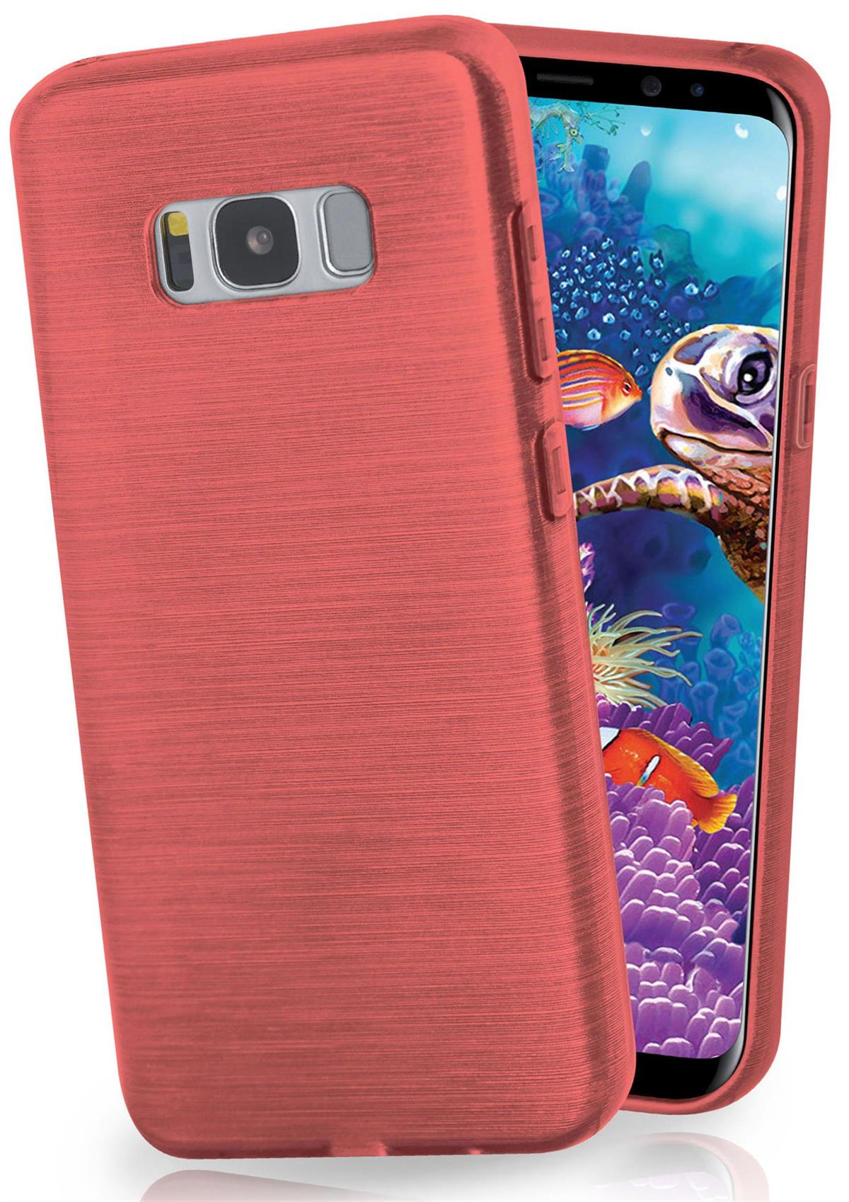 MOEX Case, S8, Brushed Backcover, Galaxy Samsung, Coral-Red