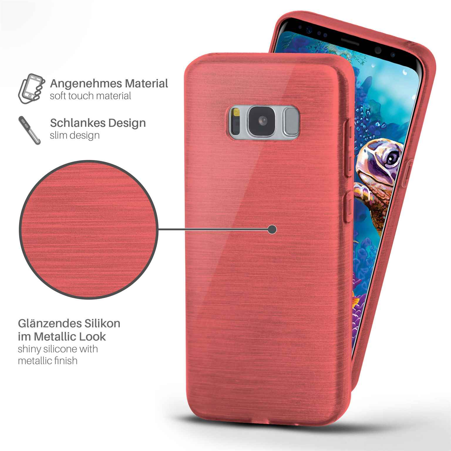 Backcover, S8, Brushed Galaxy MOEX Coral-Red Samsung, Case,