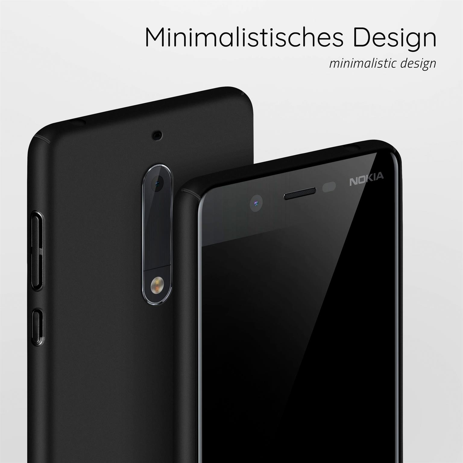 Zwei schwarze Smartphones nebeneinander, die ein minimalistisches Design und eine elegante, ganz schwarze Ästhetik zeigen.