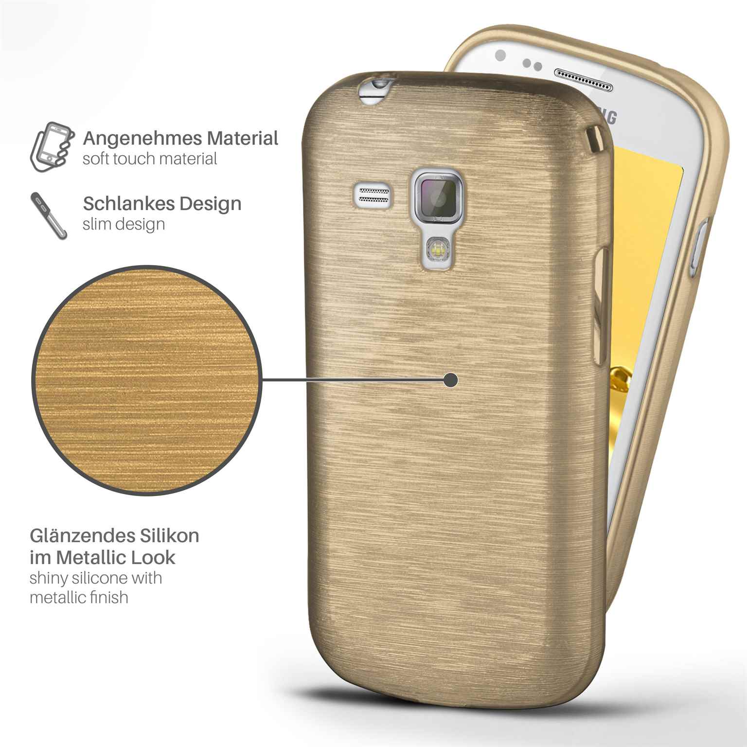 Samsung, 2, S Ivory-Gold Backcover, MOEX Case, Duos Galaxy Brushed