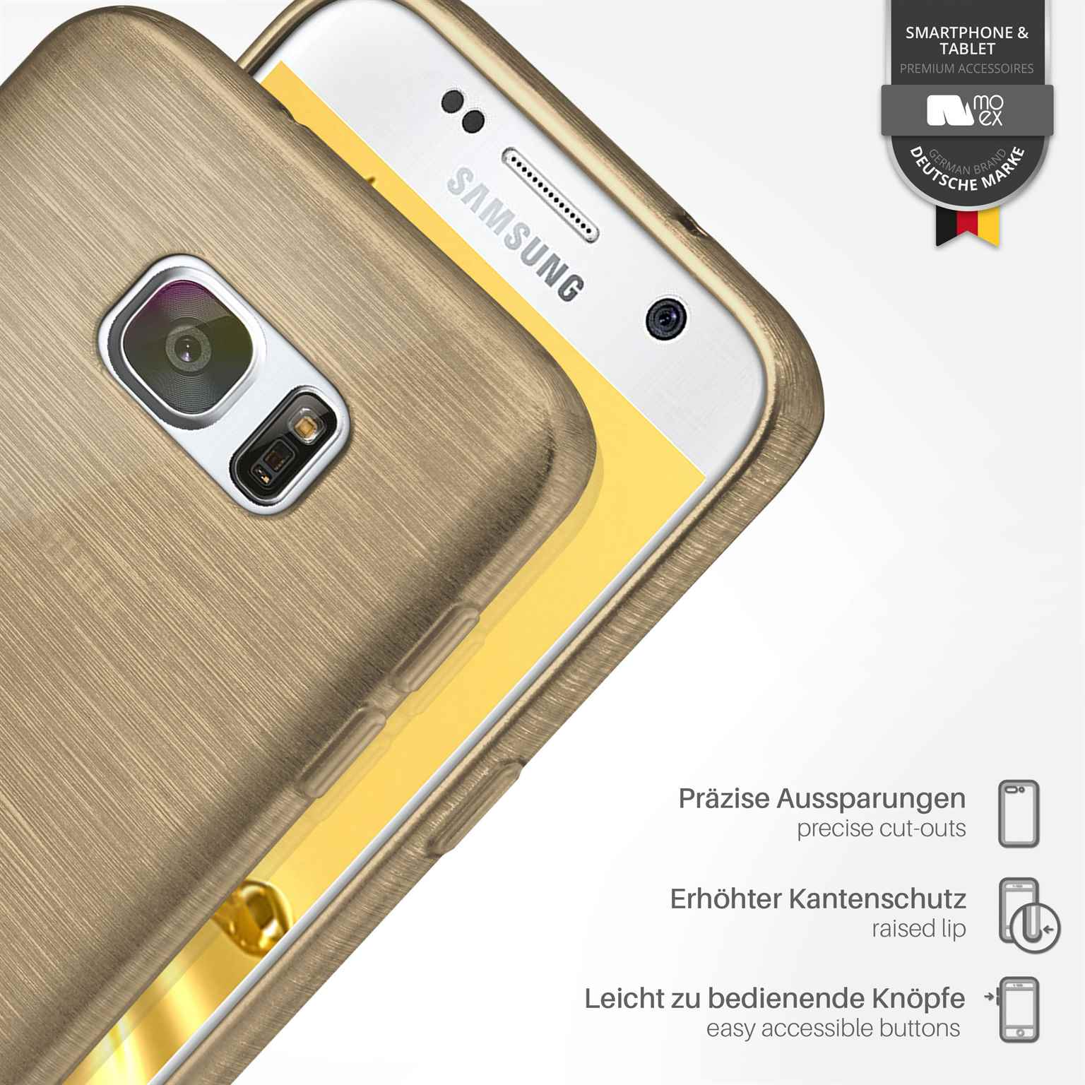 Ivory-Gold Case, MOEX Galaxy Backcover, S7, Brushed Samsung,