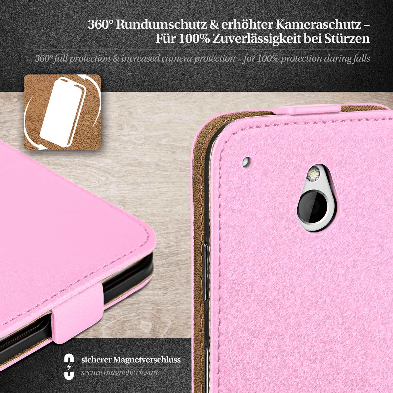 MOEX Flip Case, Flip HTC, Mini, Cover, Icy-Pink One