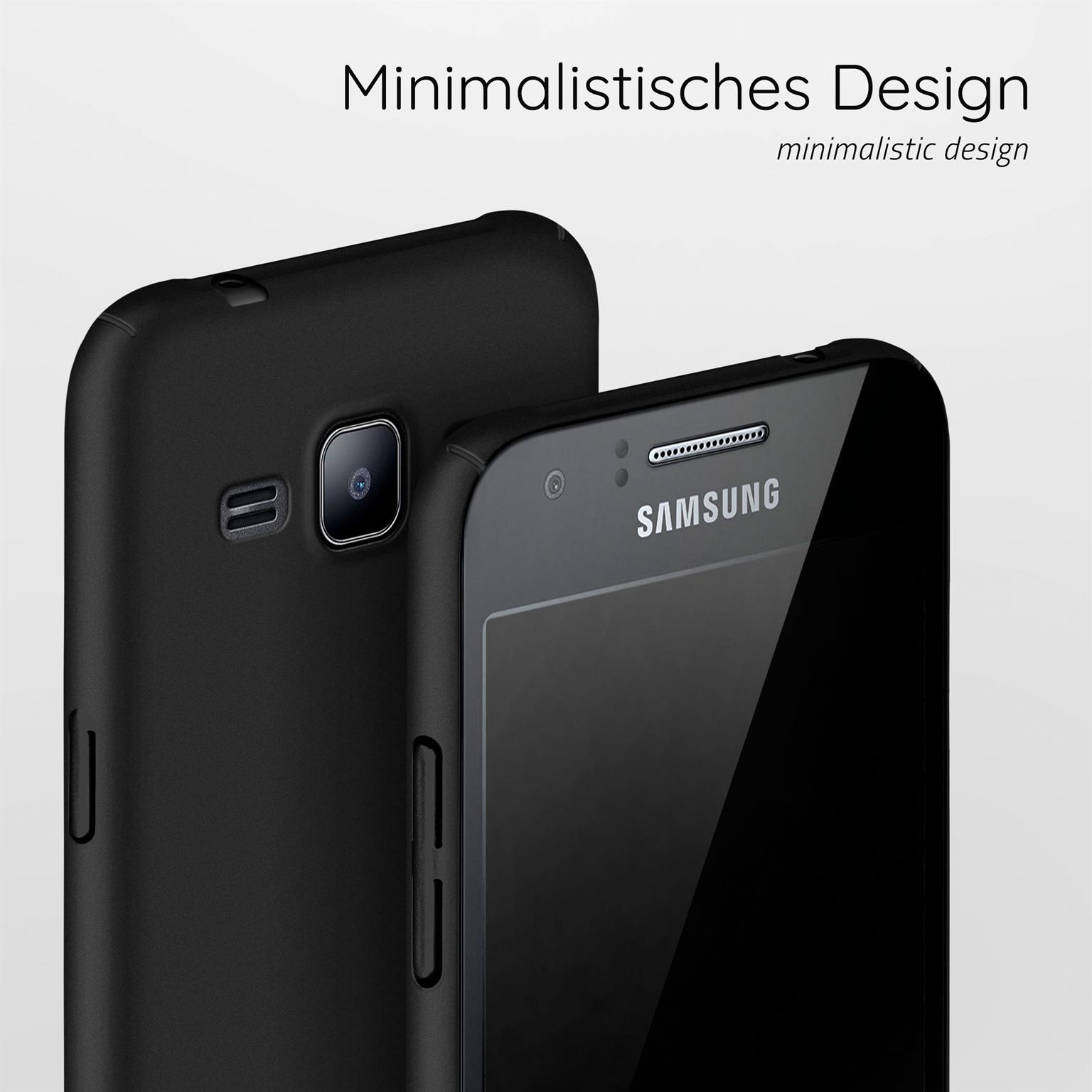 Zwei Telefone, eins schwarz, eins in einer Hülle.